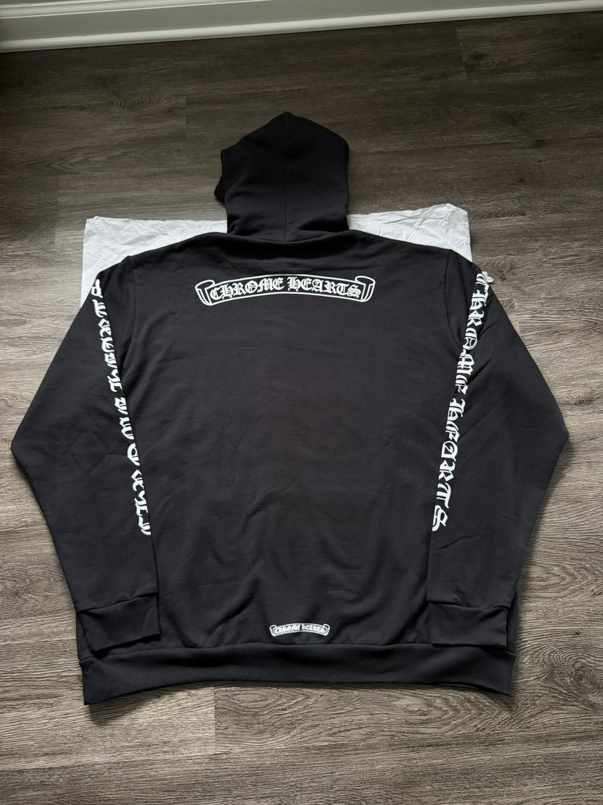 Chrome Hearts Chrome Hearts Black Scroll Hoodie Pullover Sweatshirt XXL Size US XXL / EU 58 / 5 - 2 Thumbnail