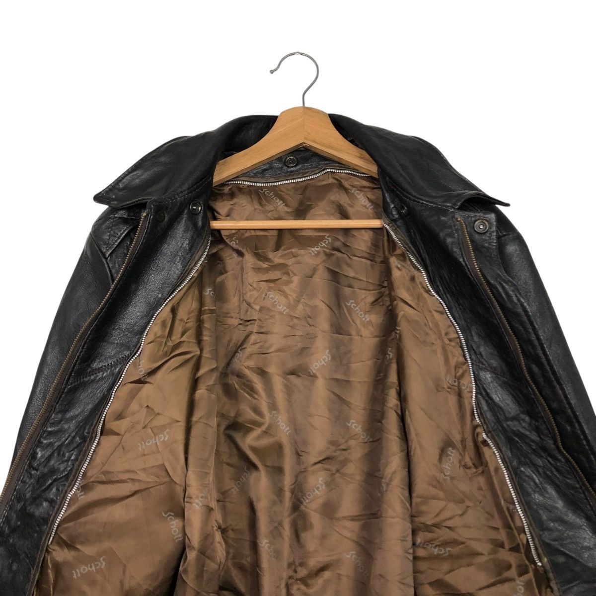 Schott 🔥VINTAGE BIKER LEATHER JACKET SCHOTT MADE IN USA BLANKET Size US M / EU 48-50 / 2 - 16 Thumbnail