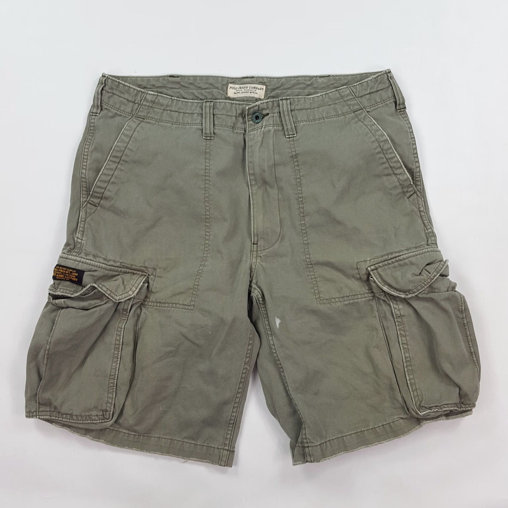 Ralph Lauren VINTAGE Polo Ralph Lauren Military Cargo Shorts Men 38 Green Army 90s Distressed Canvas Cargo Pockets Relaxed Casual Size US M / EU 48-50 / 2 - 2 Thumbnail