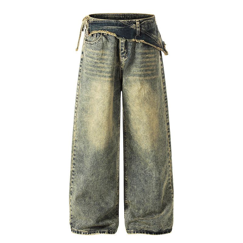 Vintage American retro distressed high-waisted wide-leg jeans Size US 32 / EU 48 - 1 Thumbnail
