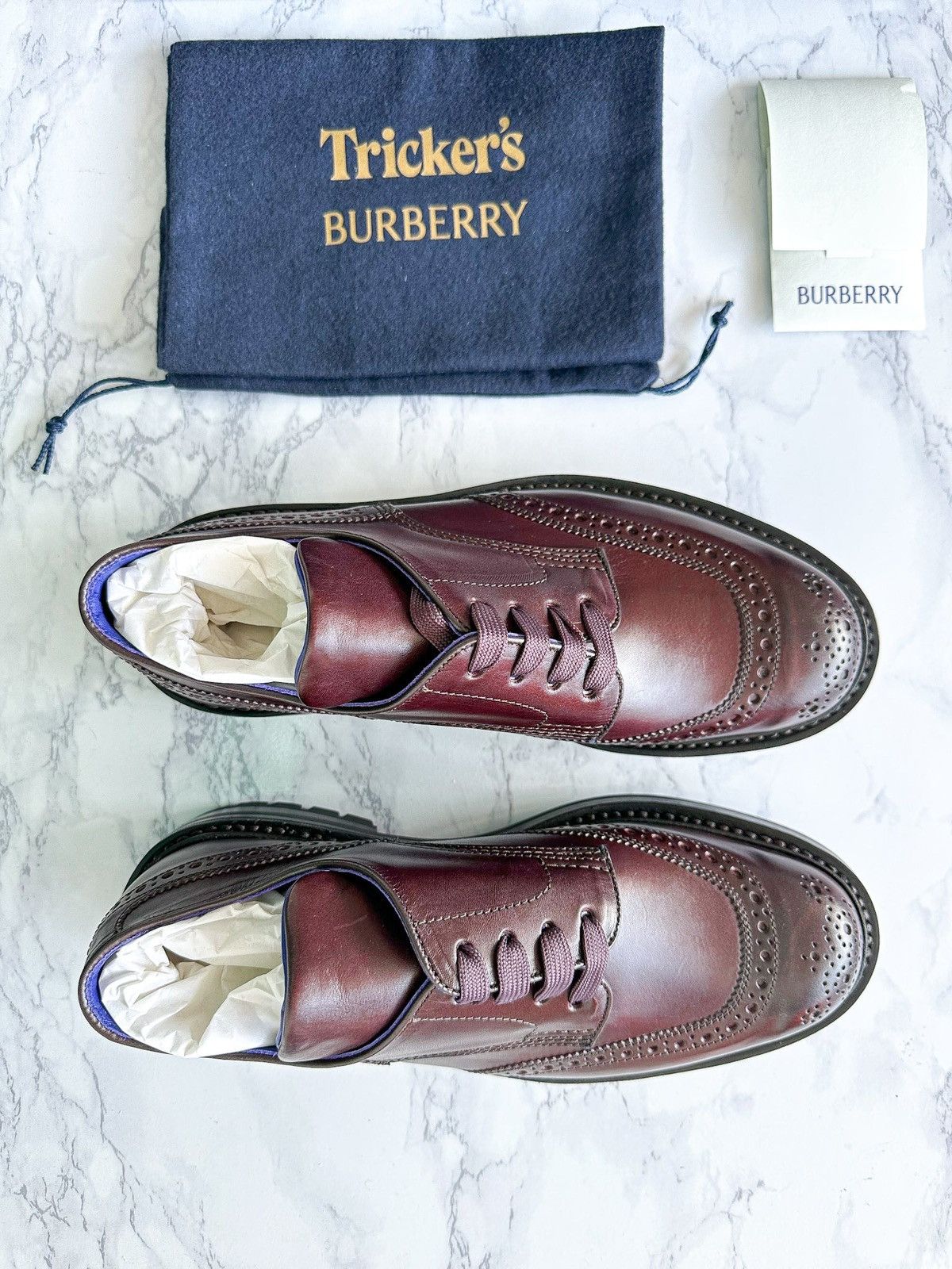 Burberry TrickerS Leather Devon Brogues Purple Shoes, Men's (Size 11)