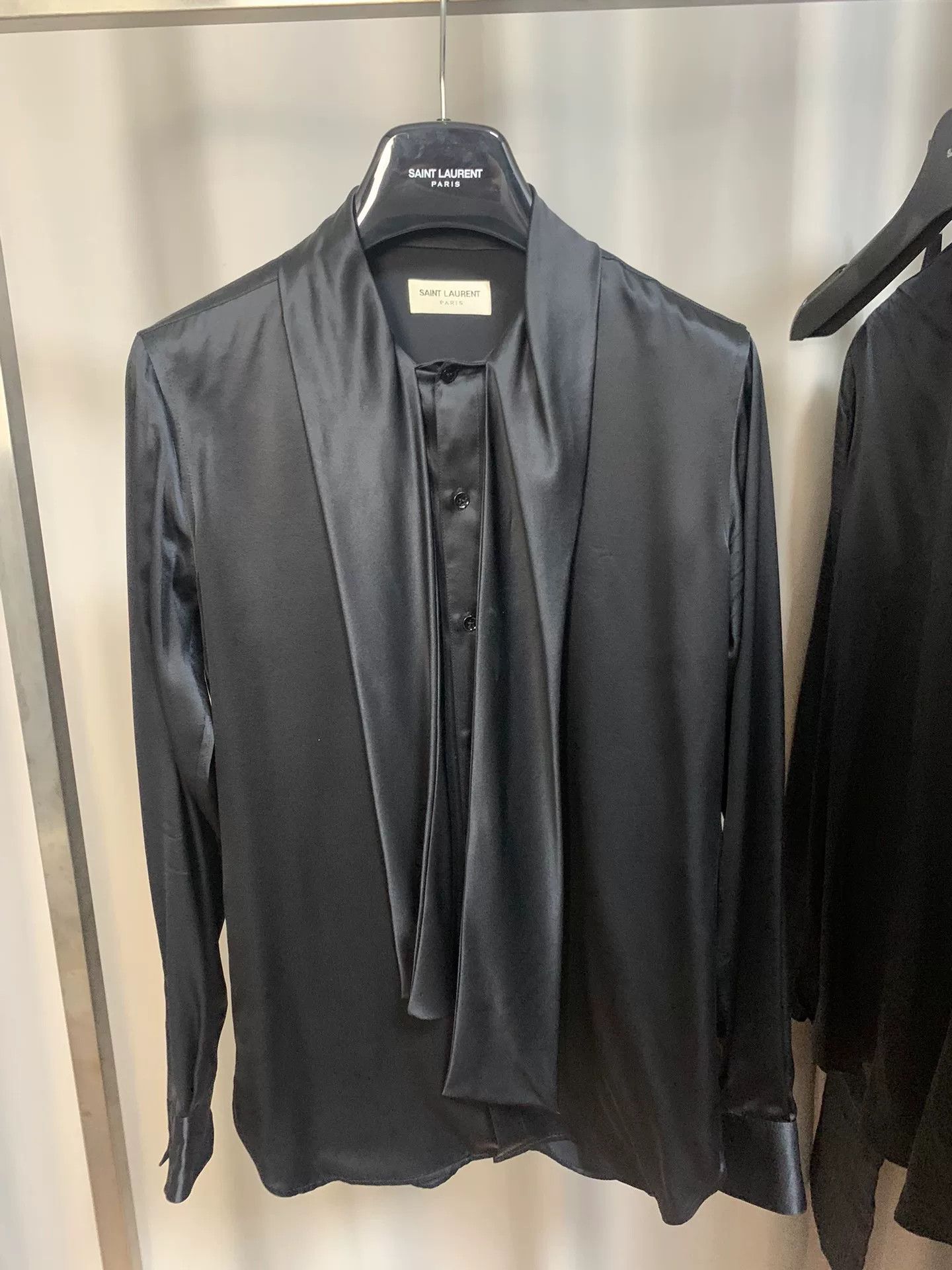 Saint Laurent Paris Saint Laurent 2016FW Black Silk Shirt Size S / US 4 / IT 40 - 1 Thumbnail