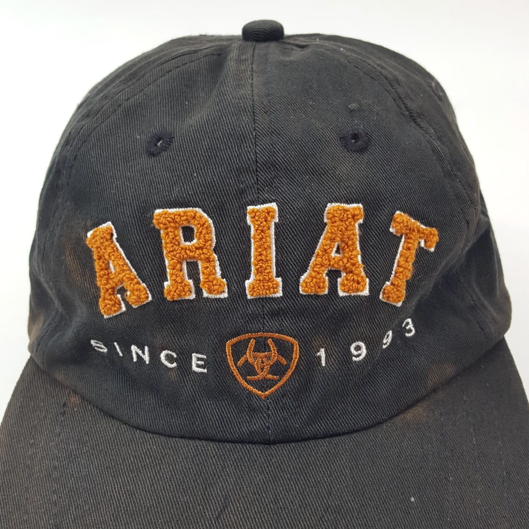 Ariat VINTAGE Ariat Baseball Cap Sun Faded Workwear Snapback Adjustable Black One Size Men Hat 90s Grunge USA 00s Workwear Baseball Mens Size ONE SIZE - 2 Thumbnail
