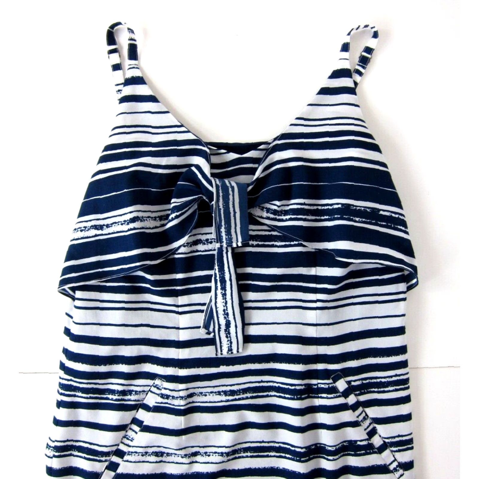 Vintage Cabi Blue White Stripe Pocket Front Tie Tunic Tank Slip Sun Dress Women Small Size S / US 4 / IT 40 - 4 Thumbnail