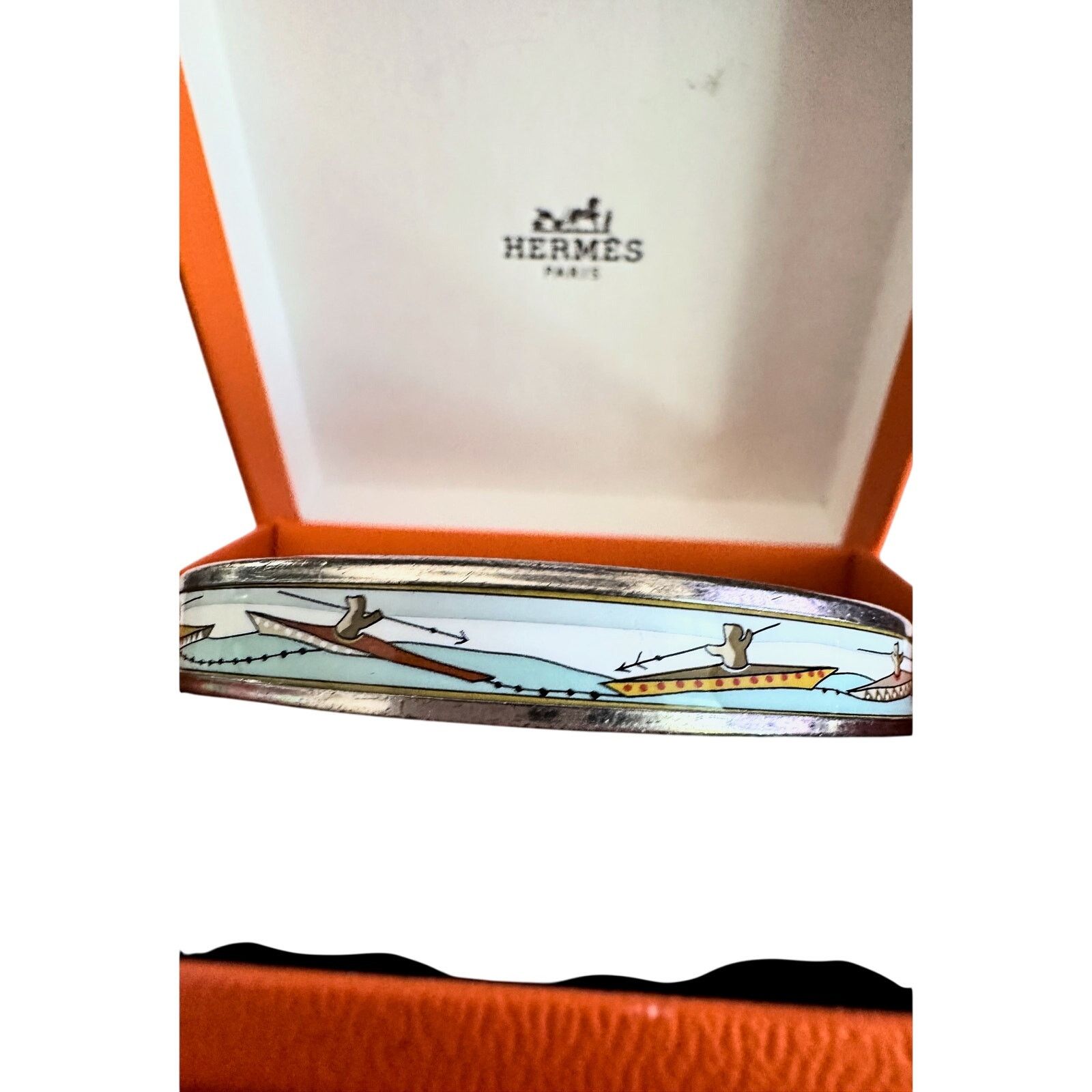 Hermes HERMES Enamel Printed Narrow Canoe Pattern Bracelet Size ONE SIZE - 14 Thumbnail