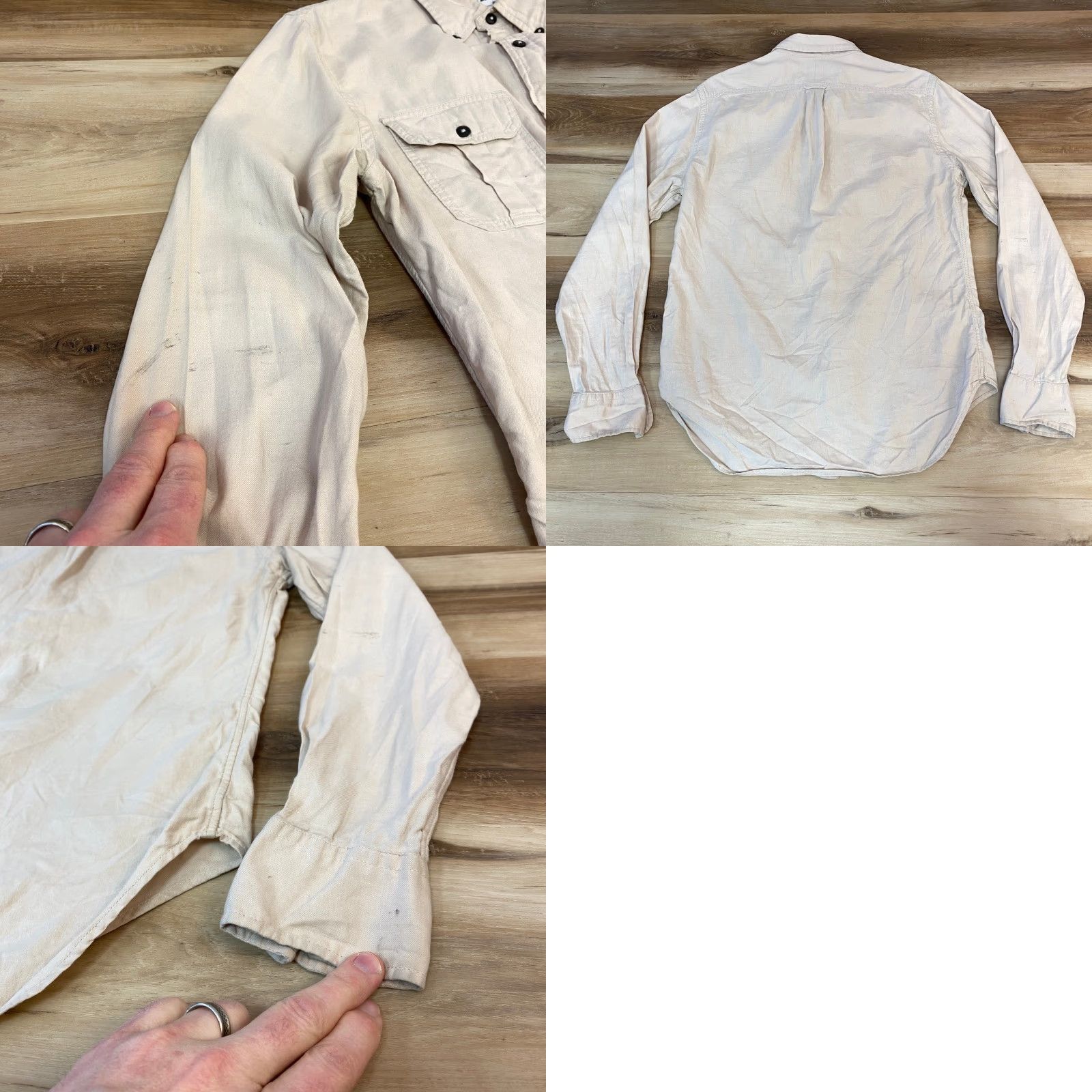 Club Monaco Club Monaco Shirt Mens Medium Slim Fit Button-Down Utility Tan Cotton Khaki Beige Size US M / EU 48-50 / 2 - 8 Thumbnail