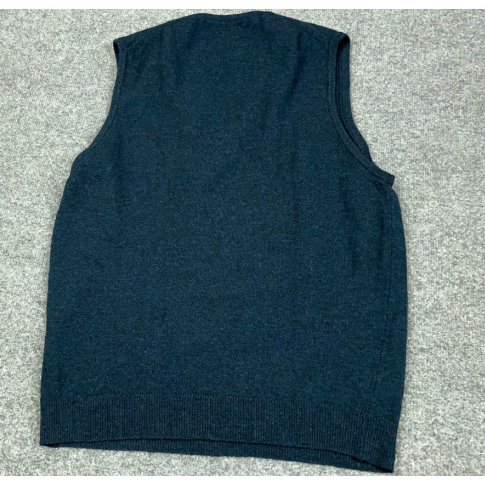 Hardy Amies VINTAGE Hardy Amies Wool Vest V-Neck Sleeveless Lambs Wool Blue XL England Made Mens Vest Size US XL / EU 56 / 4 - 2 Thumbnail