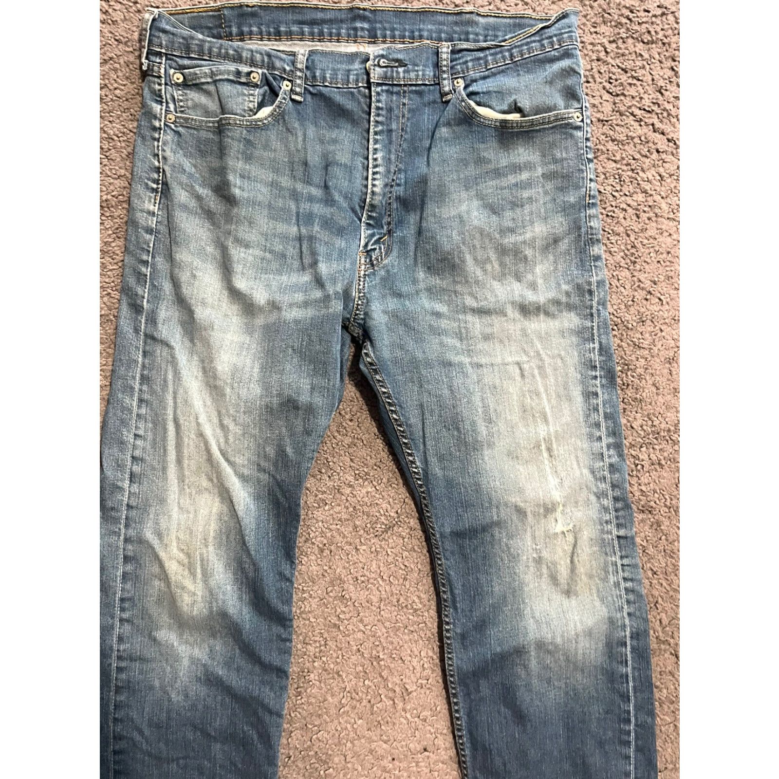 Levi's VINTAGE Levi's 505 Jeans Mens 38x30 Regular Fit Distressed Stone Wash Blue 5-Pocket Denim Straight Waist 38in Inseam 30in Belt Loops USA Classic Solid Size US 38 / EU 54 - 5 Thumbnail