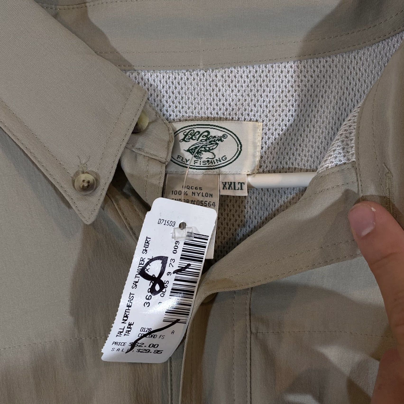 LL Bean Shirt Mens 2XLT Tall Brown Fly Fishing Button Down Long Sleeve NEW