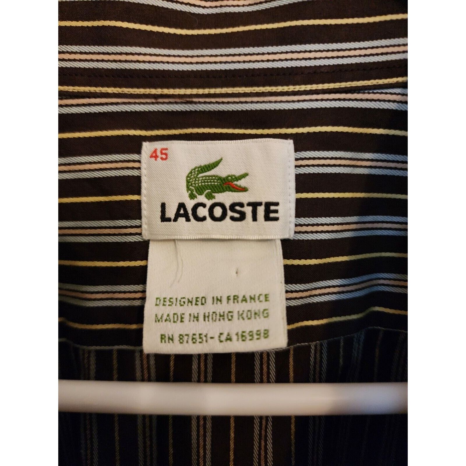 Lacoste Vtg Lacoste Classic Fit Mens 45 Striped Long Sleeve Shirt Size US XL / EU 56 / 4 - 2 Thumbnail