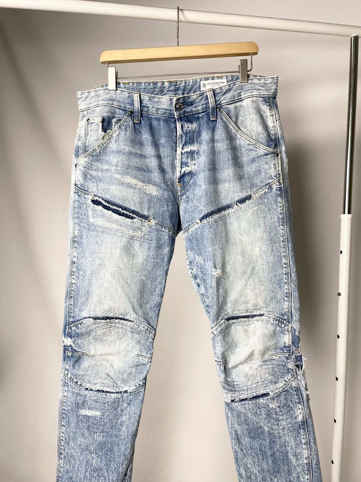 G-Star G-Star RAW 5620 3D Tapered Distressed Skinny Denim Jeans Size US 34 / EU 50 - 5 Thumbnail