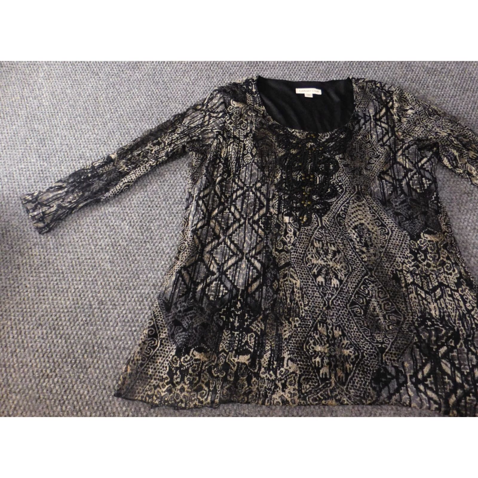 Coldwater Creek Coldwater Creek Blouse Womens Large Black Logo Designer Lined Stretch Casual Shirt Size L / US 10 / IT 46 - 3 Thumbnail