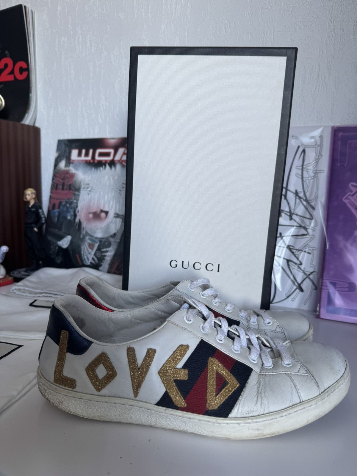 Gucci Gucci “Loved” Ace Embroidered Sneakers Luxury Designer Size US 8.5 / EU 41-42 - 2 Thumbnail