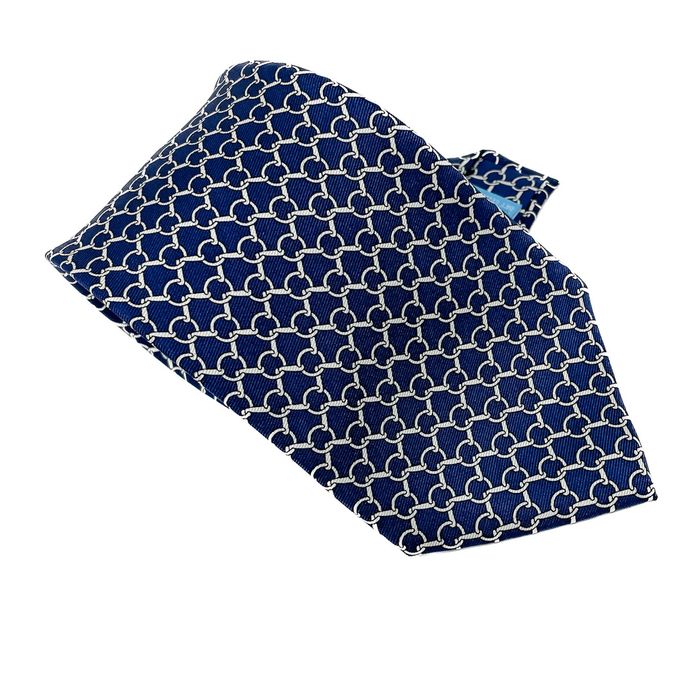 J. Mclaughlin J. McLaughlin 100 silk blue white chain link print tie