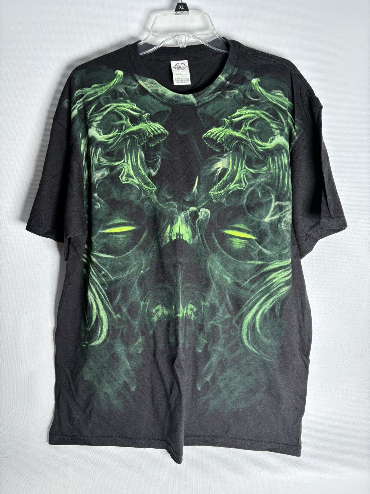 Affliction × Liquid Blue Y2K skull Black and Green Graphic T-Shirt Size US XL / EU 56 / 4 - 1 Thumbnail