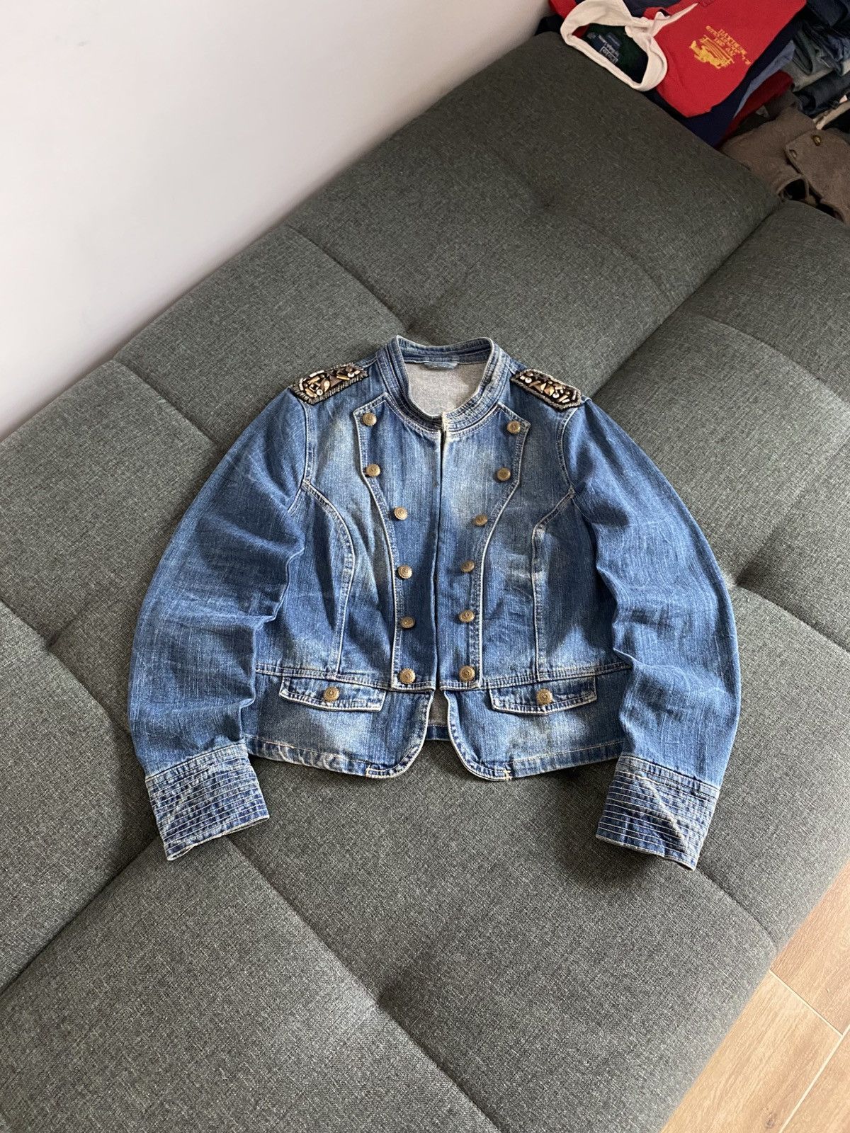 If Six Was Nine Vintage Denim Military Napoleon Jacket Faded Washed Japanese Size L / US 10 / IT 46 - 1 Thumbnail