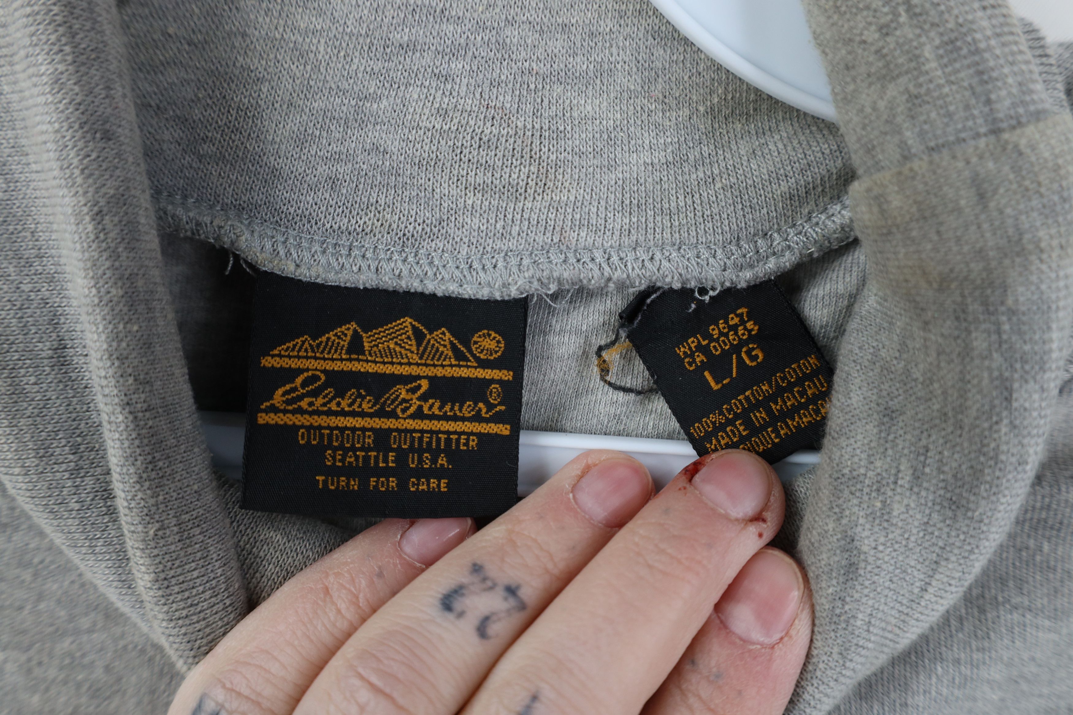 Eddie Bauer Vintage 90s Eddie Bauer Turtleneck T-Shirt Heather Gray Size L / US 10 / IT 46 - 5 Thumbnail