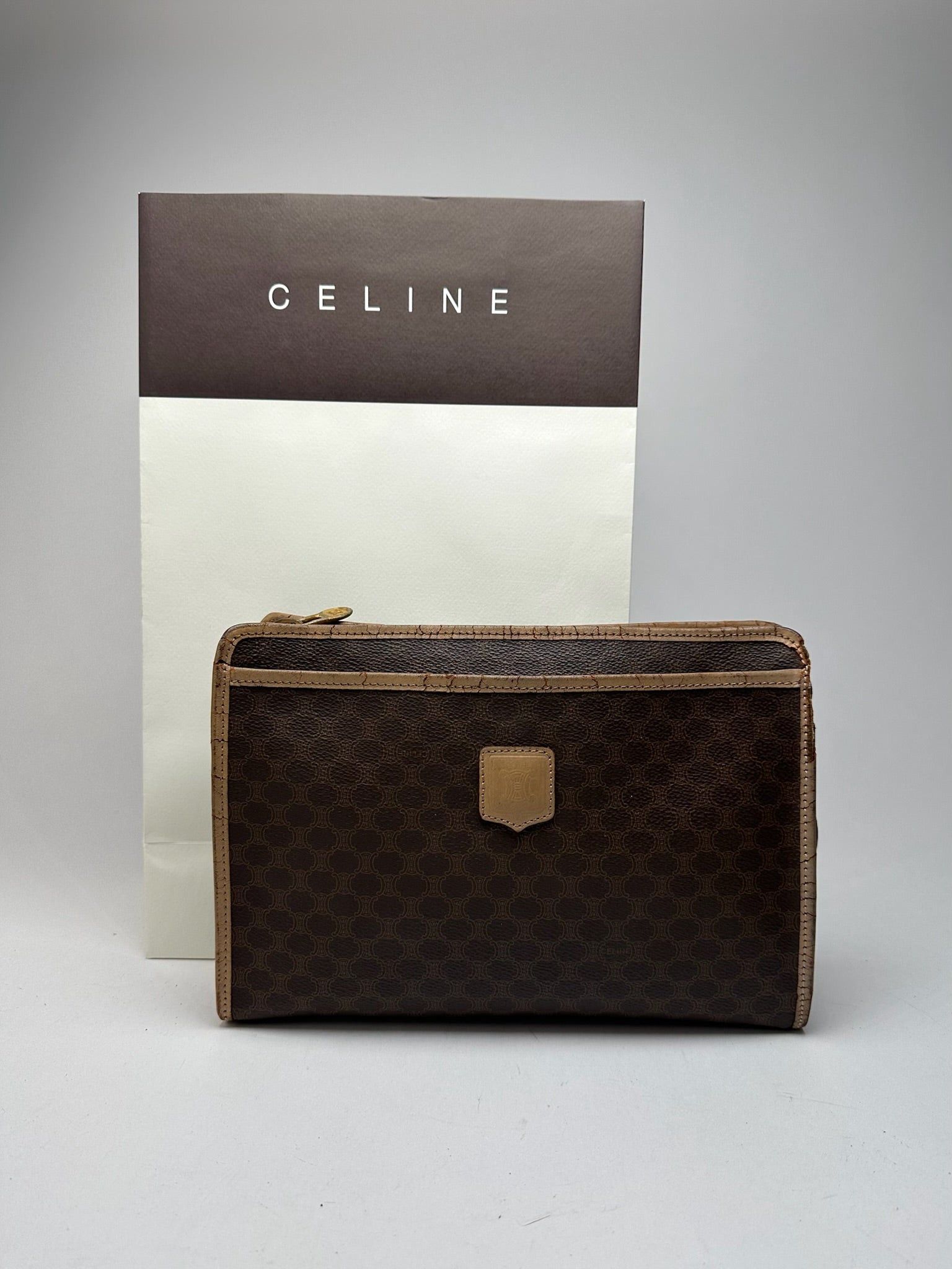 Celine Vintage Paris Monogram Leather clutch brown Size ONE SIZE - 1 Thumbnail