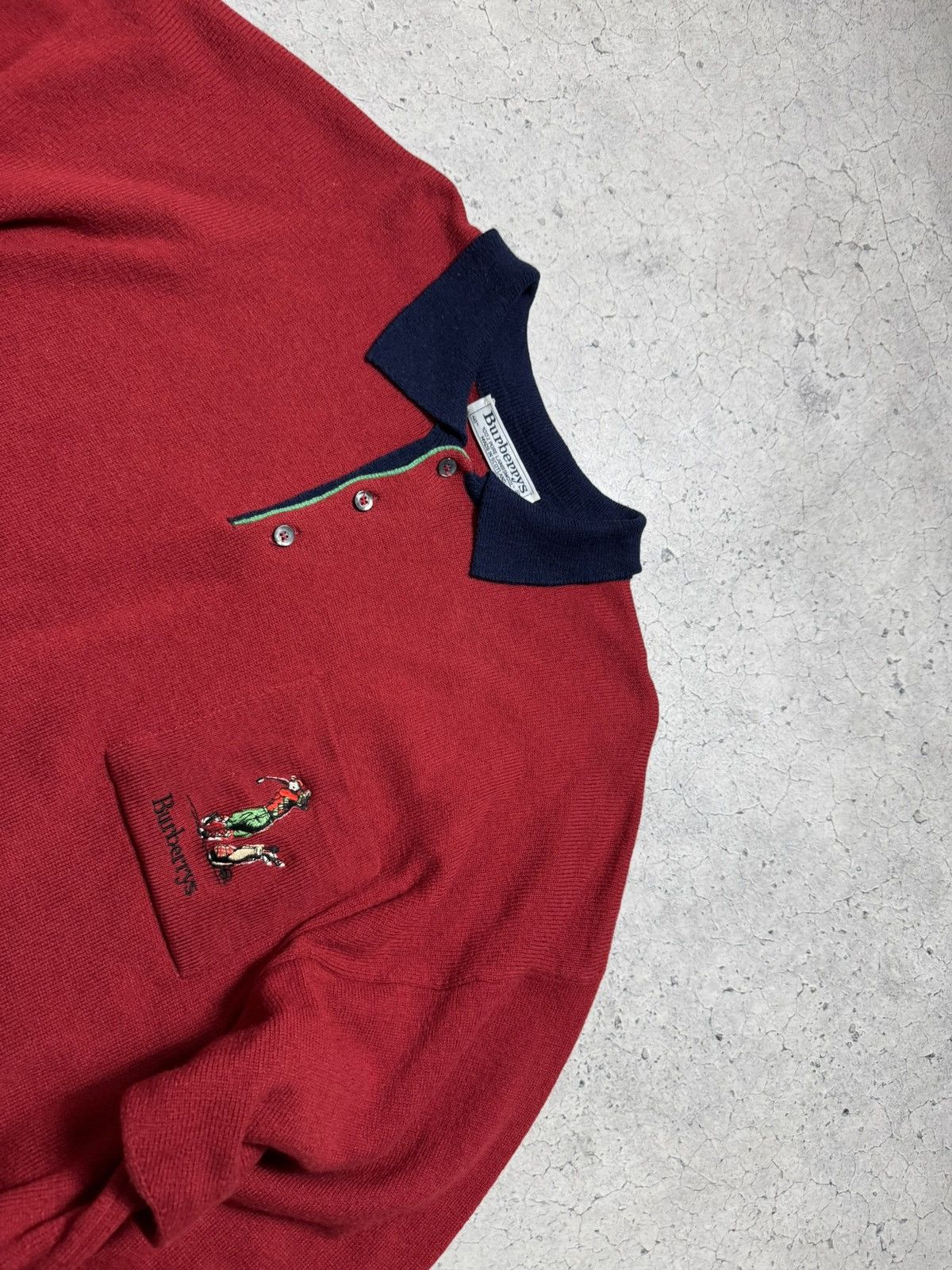 Burberry Burberrys Golf Vintage 90’s Polo Long Sleeve Sweater Wool Size US L / EU 52-54 / 3 - 4 Thumbnail