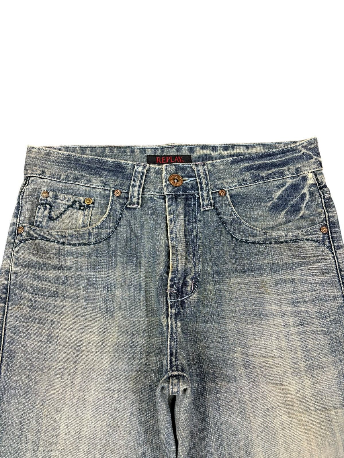 Replay Vintage Replay Faded Wash Embroidery Distressed Loose Jeans Size US 30 / EU 46 - 4 Thumbnail