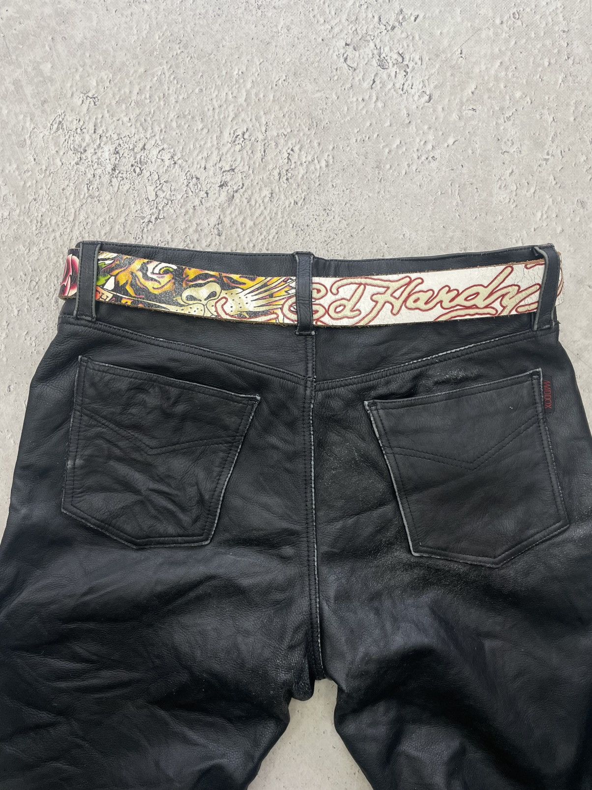 Ed Hardy Rare leather avant garde multi print belt y2k Size ONE SIZE - 4 Thumbnail