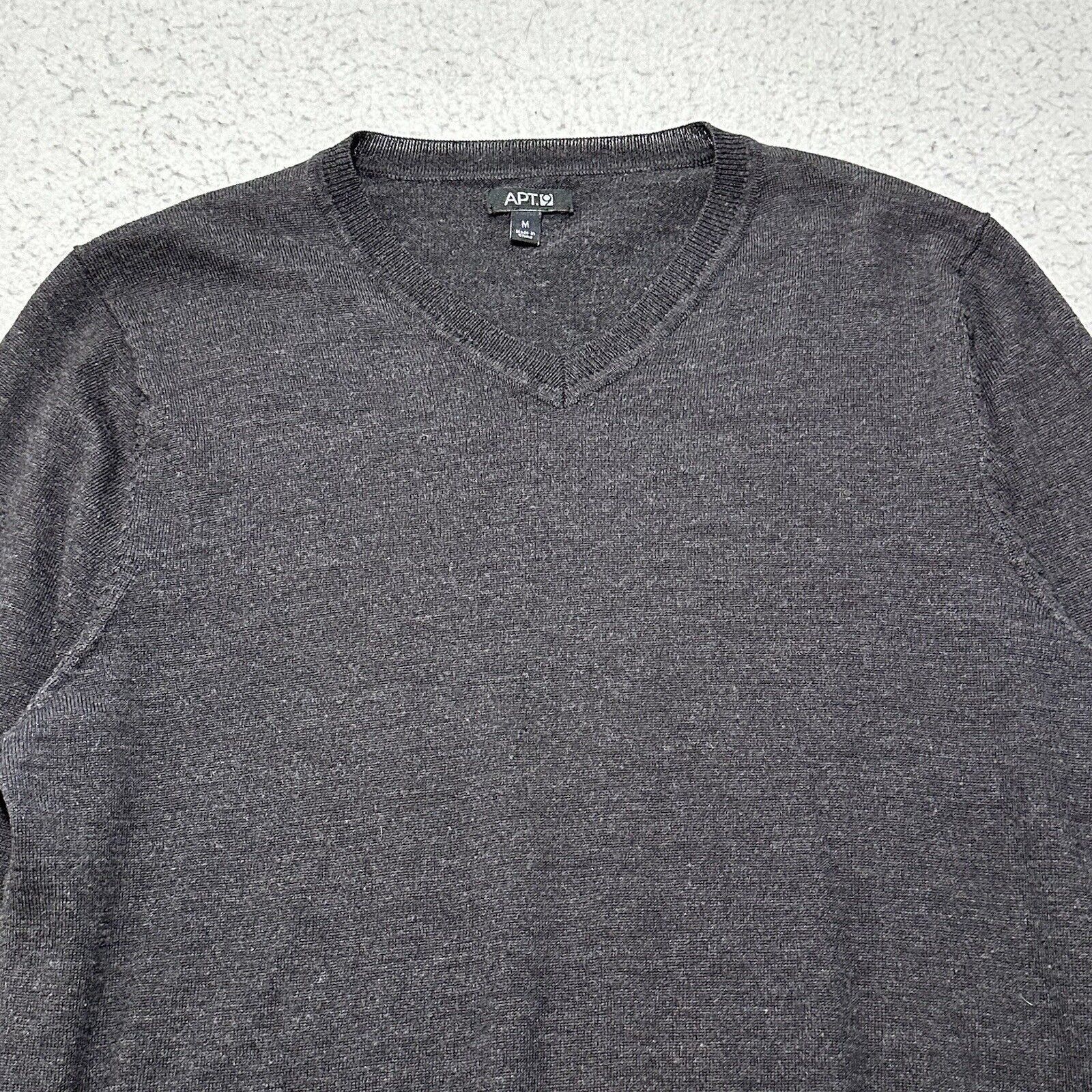 Apt. 9 Apt. 9 Medium Dark Gray V-Neck Wool Blend Knit Sweater Size M / US 6-8 / IT 42-44 - 2 Thumbnail