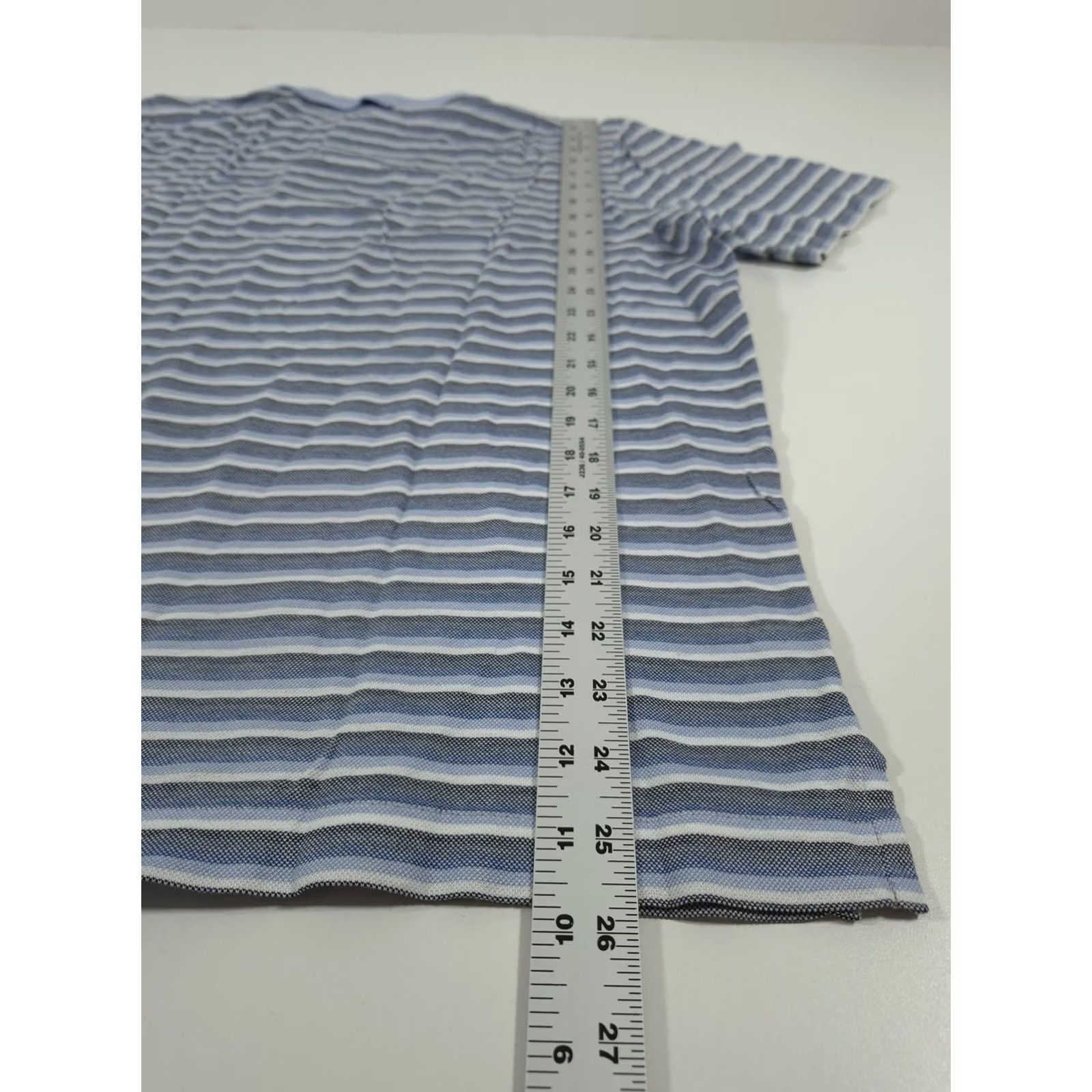 Brioni Brioni Polo Shirt L Blue Striped 100% Cotton Knit Casual Italy Short Sleeve Mens Size US L / EU 52-54 / 3 - 6 Thumbnail