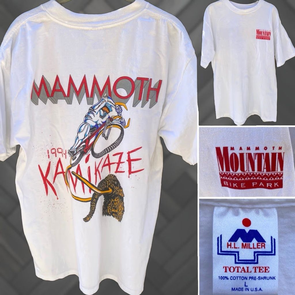 Vintage VINTAGE Mammoth Mountain Bike Park 1994 Kamikaze T Shirt Mountain Bike HL Miller USA L White Cotton 90s Sports Outdoor Graphics Mens Size US L / EU 52-54 / 3 - 1 Thumbnail