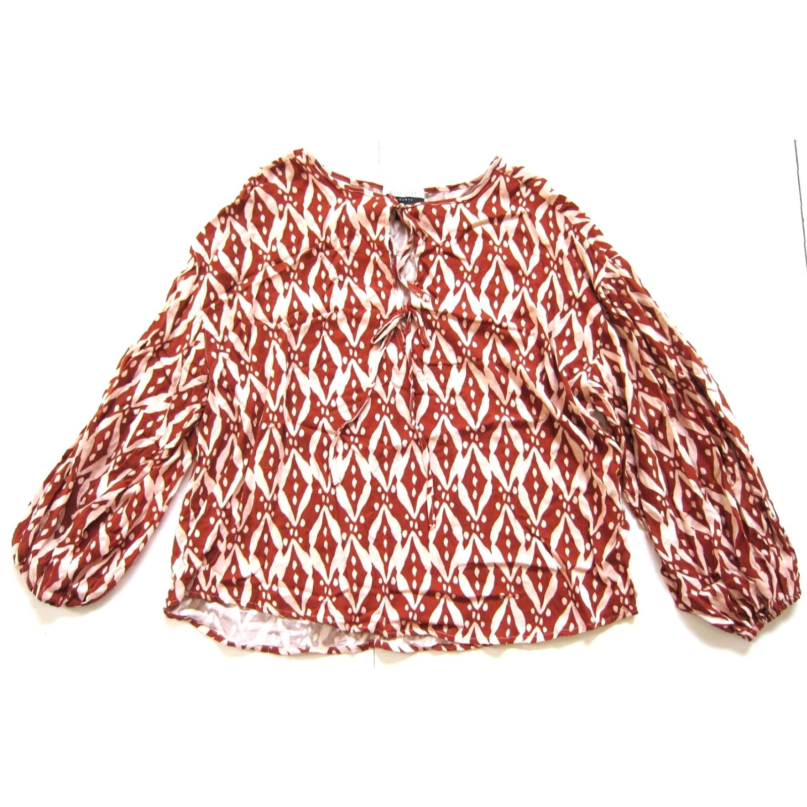 Vintage Eloquii Elements Rayon Red Pink Floral Abstract Long Sleeve Blouse Women 18 Size XXL / US 16-18 / IT 52-54 - 2 Thumbnail