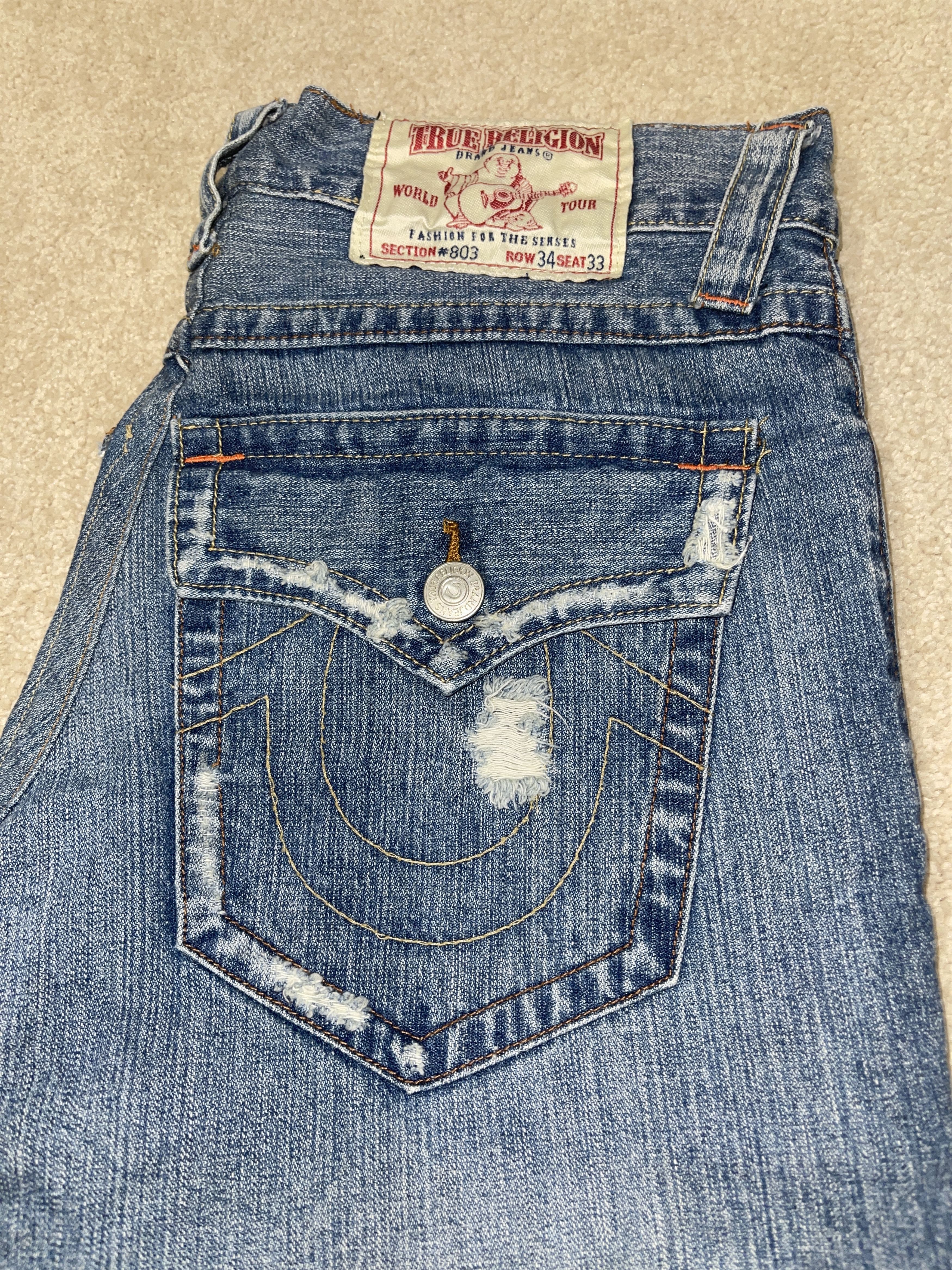 True Religion Vintage True Religion Men's Used Light Blue Ripped Jeans Size US 34 / EU 50 - 2 Thumbnail