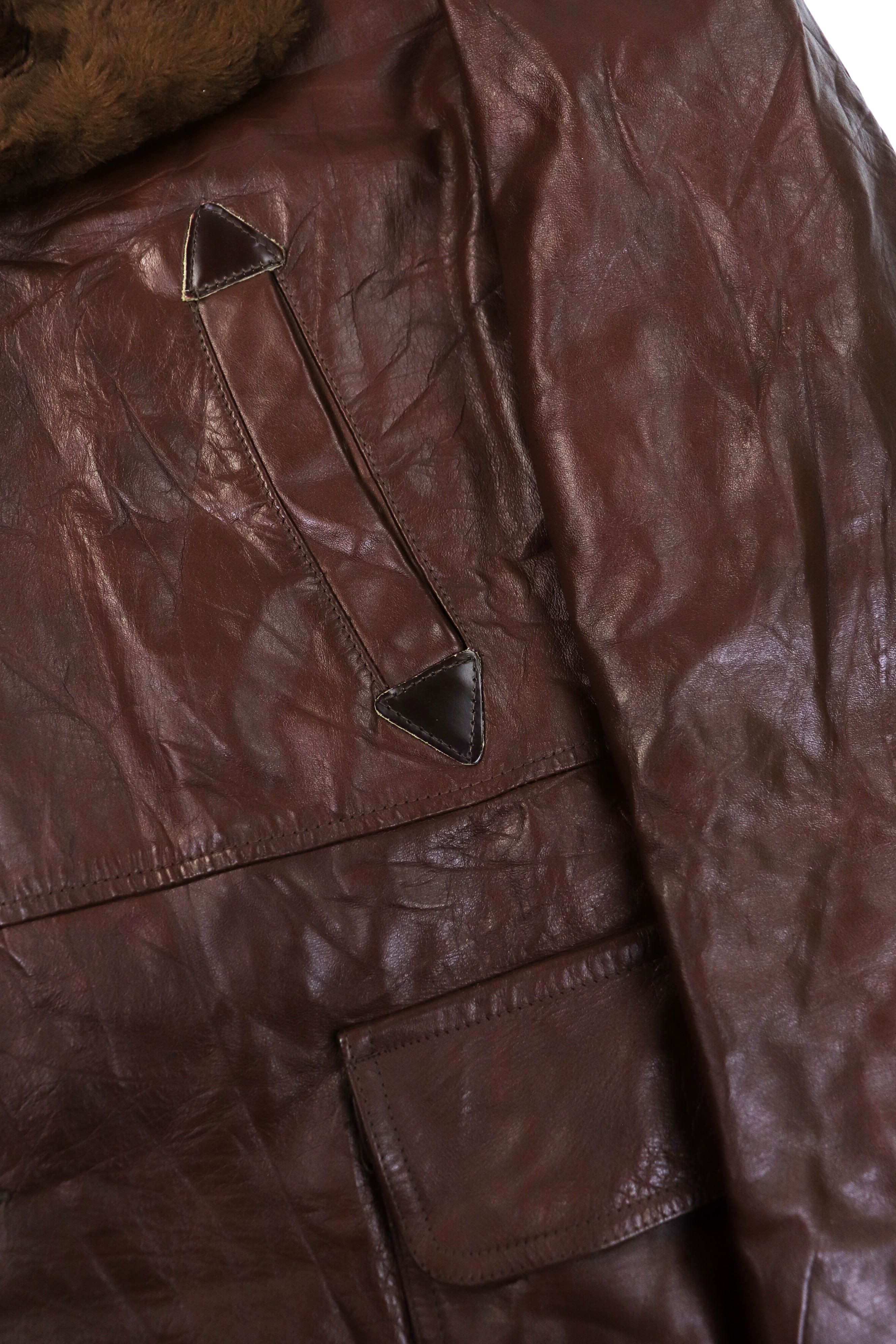 Vintage Vintage William Barry Choco Brown Leather Acrylic Pile Coat Size US L / EU 52-54 / 3 - 9 Thumbnail