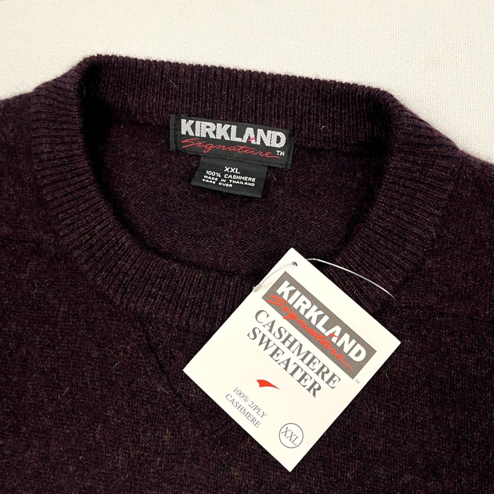 Vintage Kirkland Signature Sweater Mens 2XL Burgundy Knit Crewneck Pullover Cashmere Solid 2-Ply Regular Weight All Seasons Size US XXL / EU 58 / 5 - 2 Thumbnail