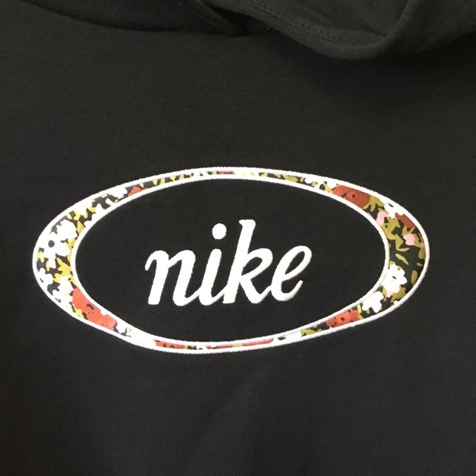 Nike Nike Black Floral Logo Pullover Hoodie Size M / US 6-8 / IT 42-44 - 3 Thumbnail