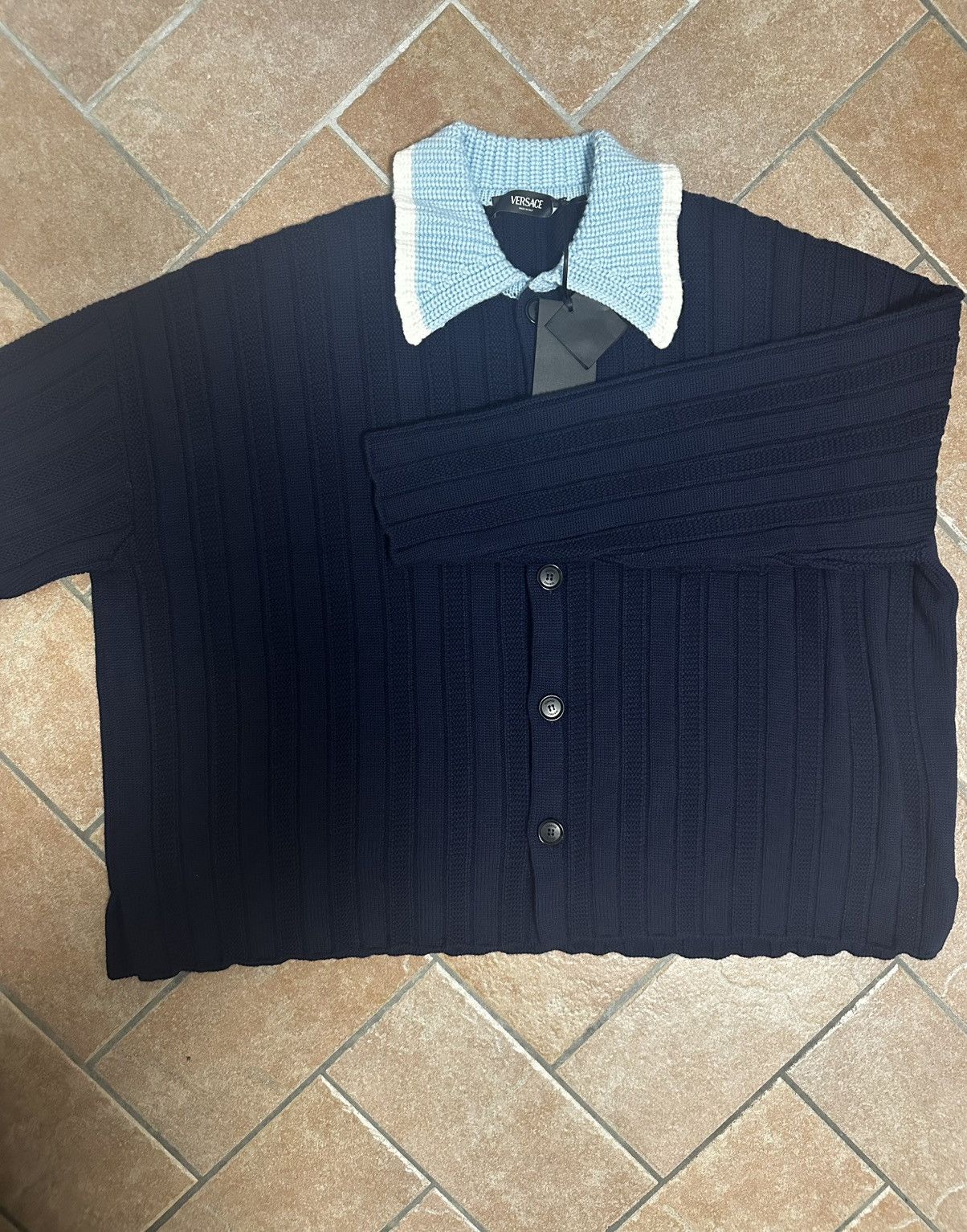 Versace Versace Blue Knit Cardigan Size US XXL / EU 58 / 5 - 6 Thumbnail
