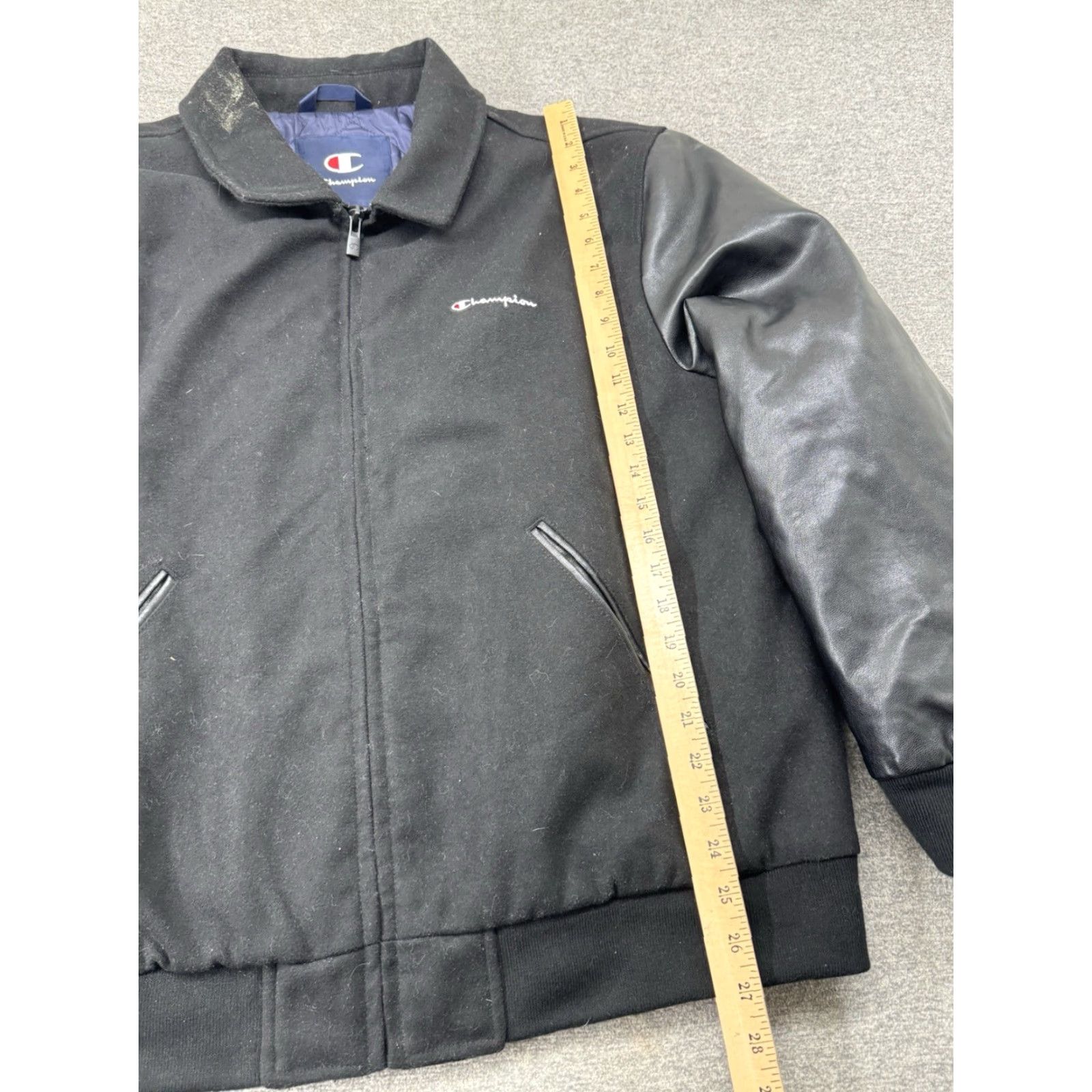 Champion VINTAGE Champion Wool Leather Jacket Black Men’s Large Quilt Lined Full Zip Jacket Size US L / EU 52-54 / 3 - 6 Thumbnail
