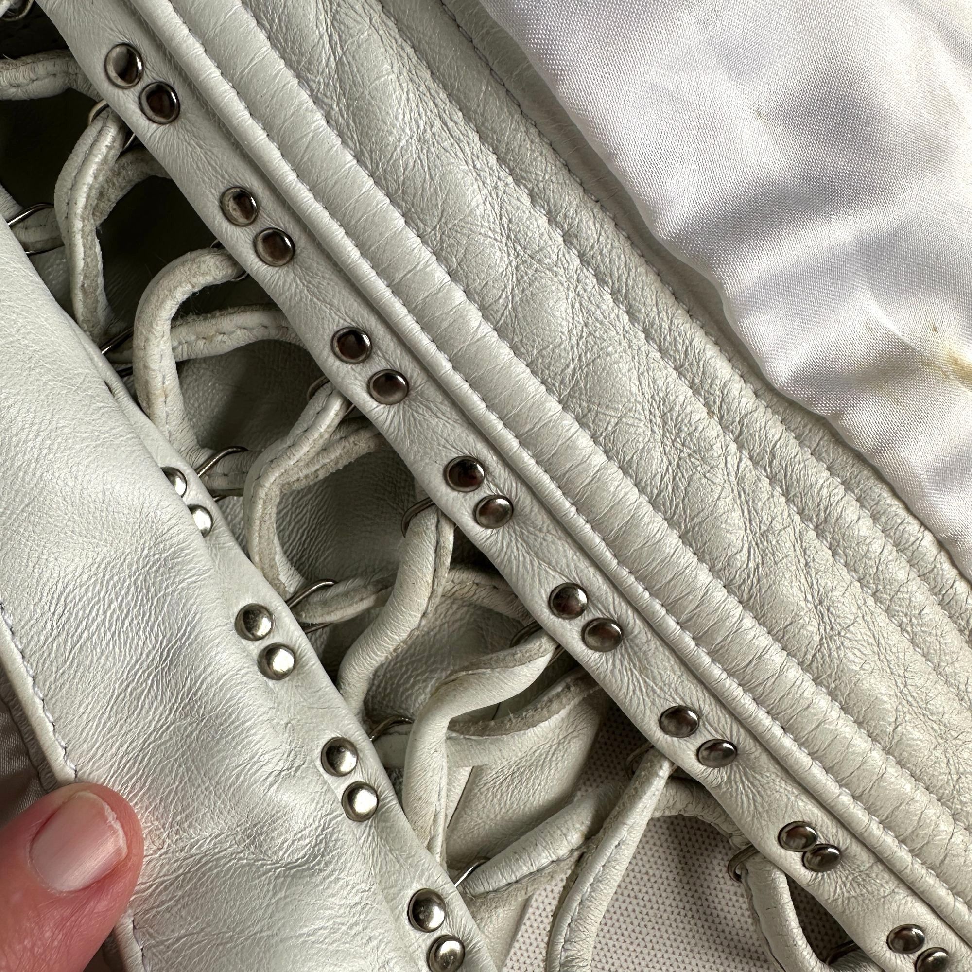 Tannery West Tannery West White Leather Lace Up Vest 1990s Size L / US 10 / IT 46 - 14 Thumbnail