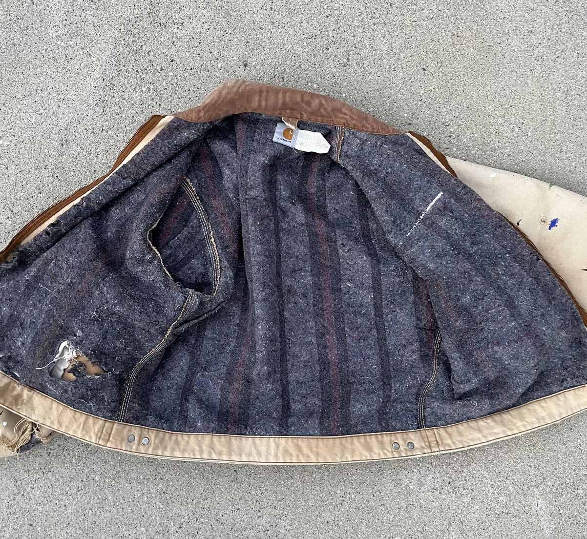 Vintage Carhartt Detroit Jacket Thrashed Distressed Sun Fade