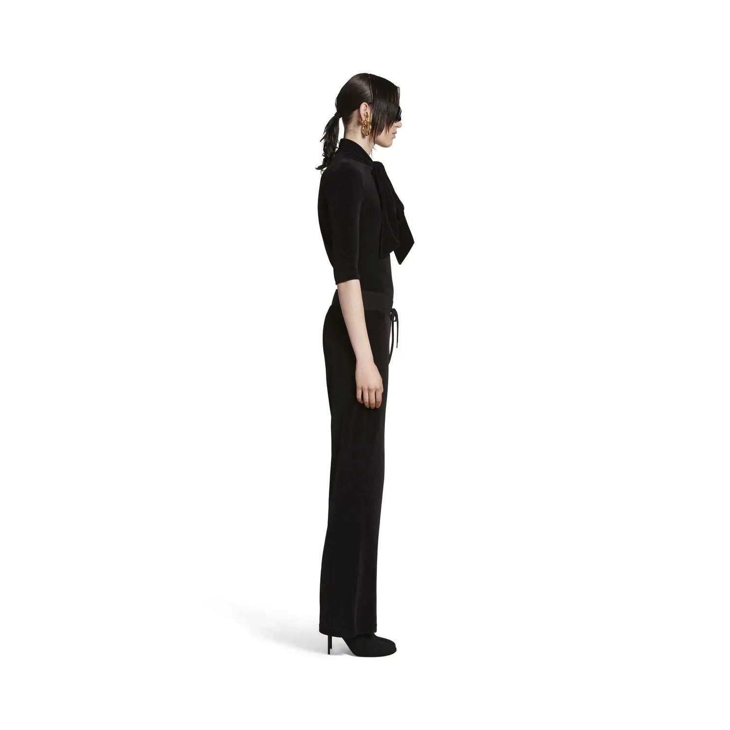 Balenciaga o1bcso1str1124 Scarf Fitted Turtleneck Blouse in Black Size L / US 10 / IT 46 - 6 Thumbnail