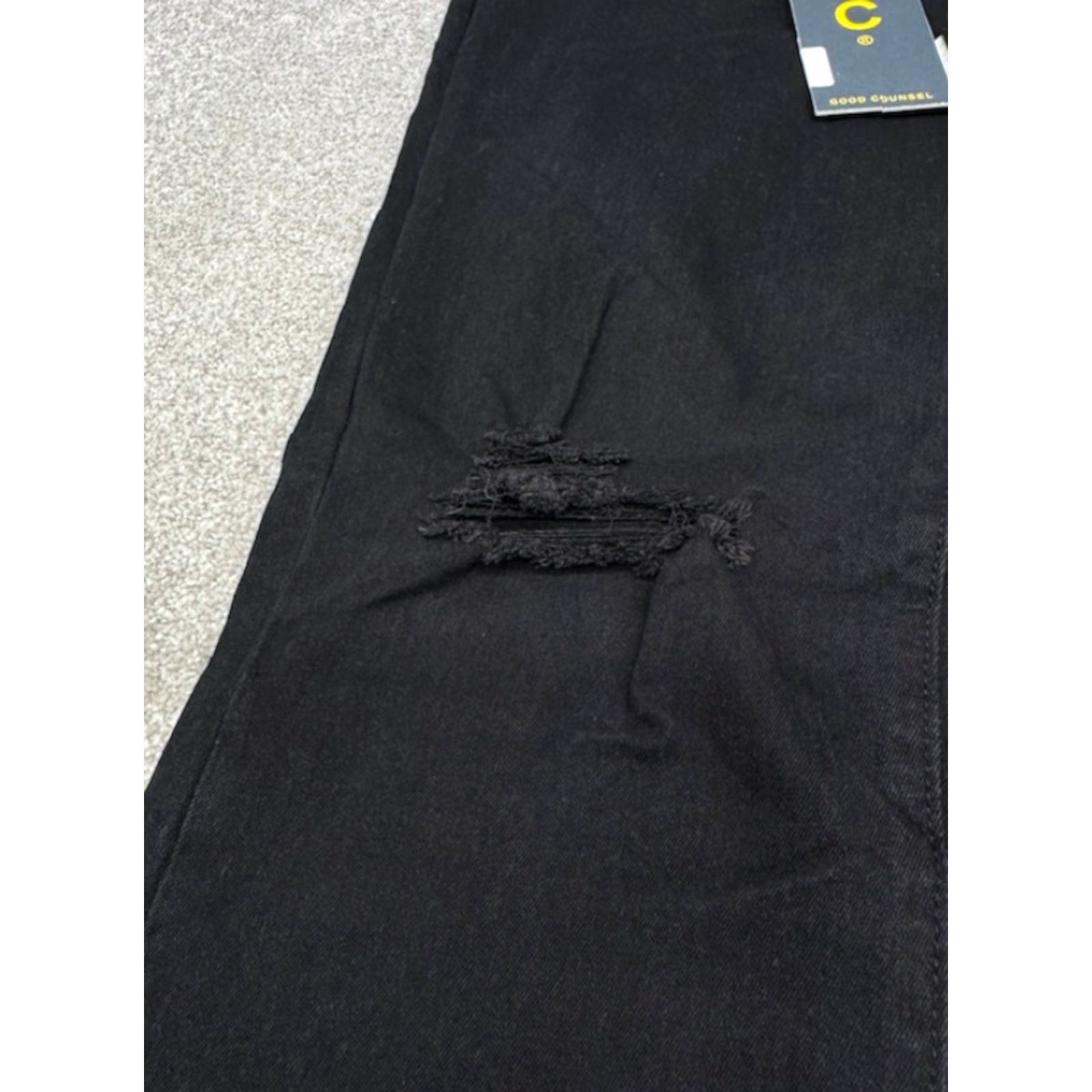 Vintage Good Counsel Jeans Men’s 44x34 Black Distressed Stretch Denim Tapered Big & Tall Mens Jeans Size US 44 / EU 60 - 2 Thumbnail