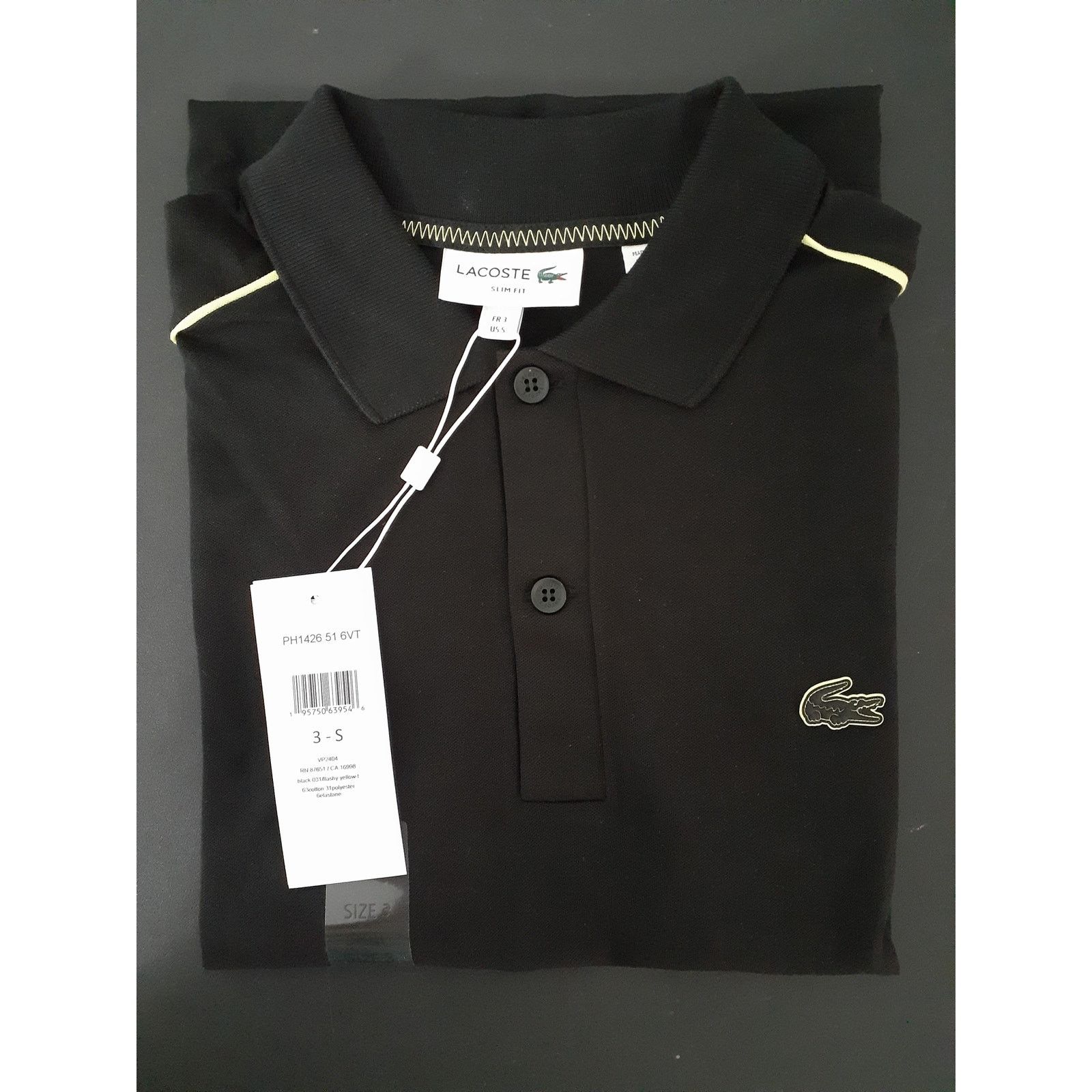 Lacoste Lacoste Men's Short Sleeve Piping Polo Shirt S Black Size US S / EU 44-46 / 1 - 2 Thumbnail