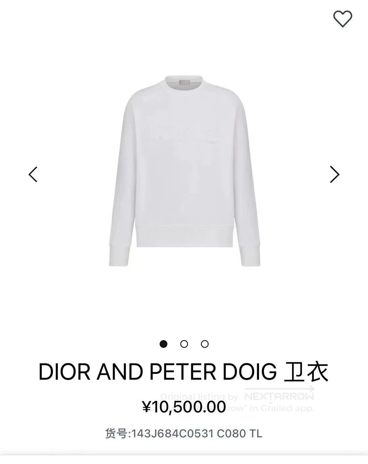Dior Dior Men's White Embroidered Logo Sweatshirt. Size US S / EU 44-46 / 1 - 7 Thumbnail