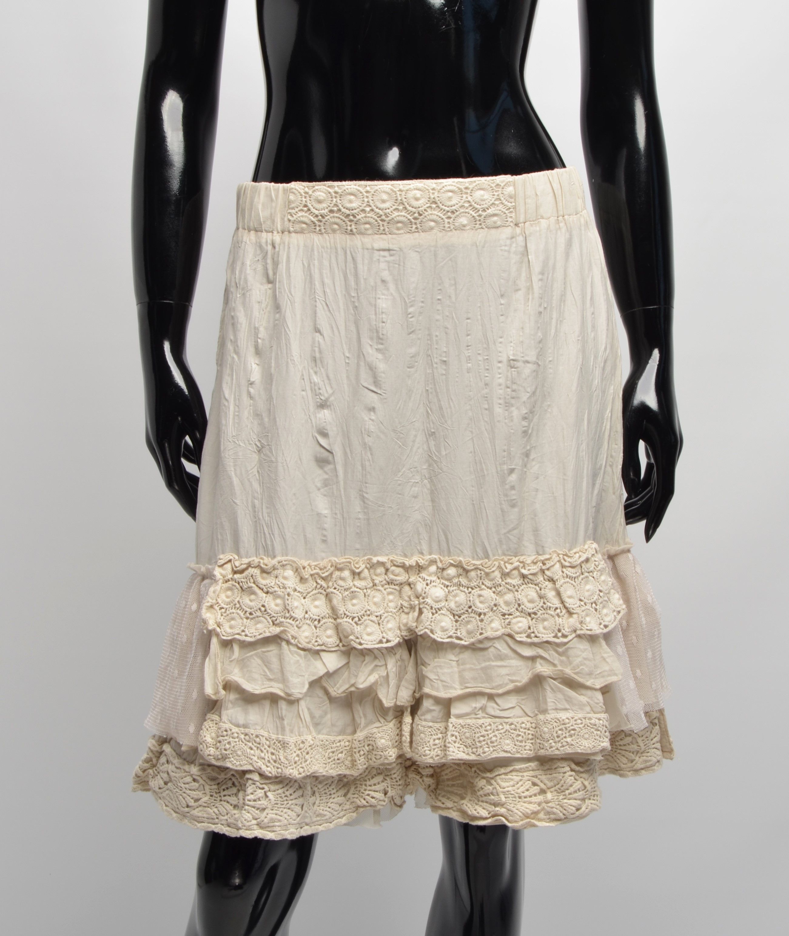 Vintage Myrine Antwerp Gray/Beige Cottage Fairy Y2K Skirt Size 28" / US 6 / IT 42 - 1 Thumbnail