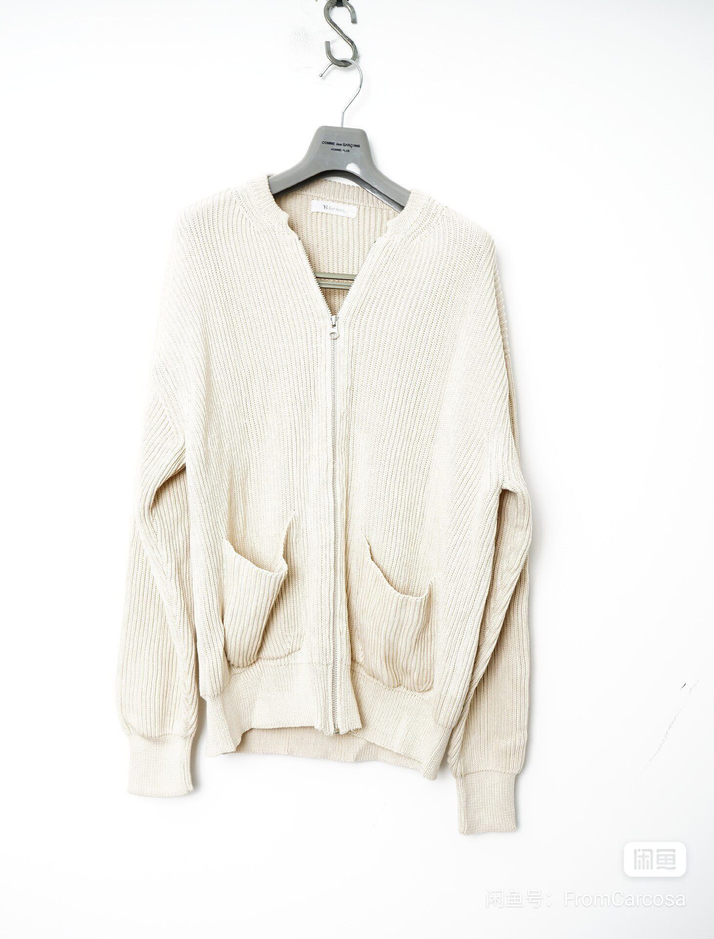 Y's for Men × Yohji Yamamoto Ys For Men 80s Grey V-Neck Wool Knit