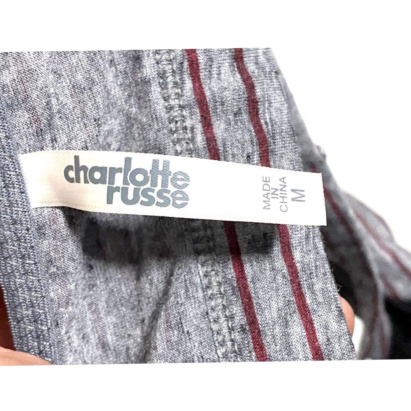 Vintage Charlotte Russe Bralette M Gray Striped Bow Festival Flirty Summer NWT Womens Bras Shirt? Size ONE SIZE - 5 Thumbnail