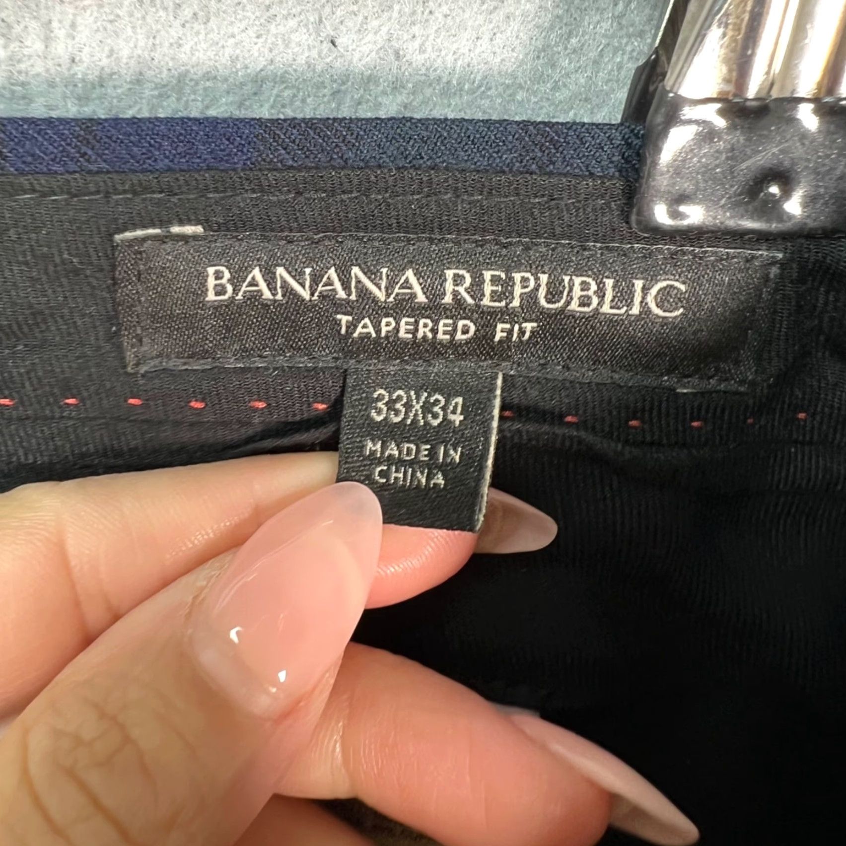 Banana Republic Banana Republic Mens Dress Pants 33 Blue & Green Plaid Tapered Wool Blend Size US 33 - 3 Thumbnail