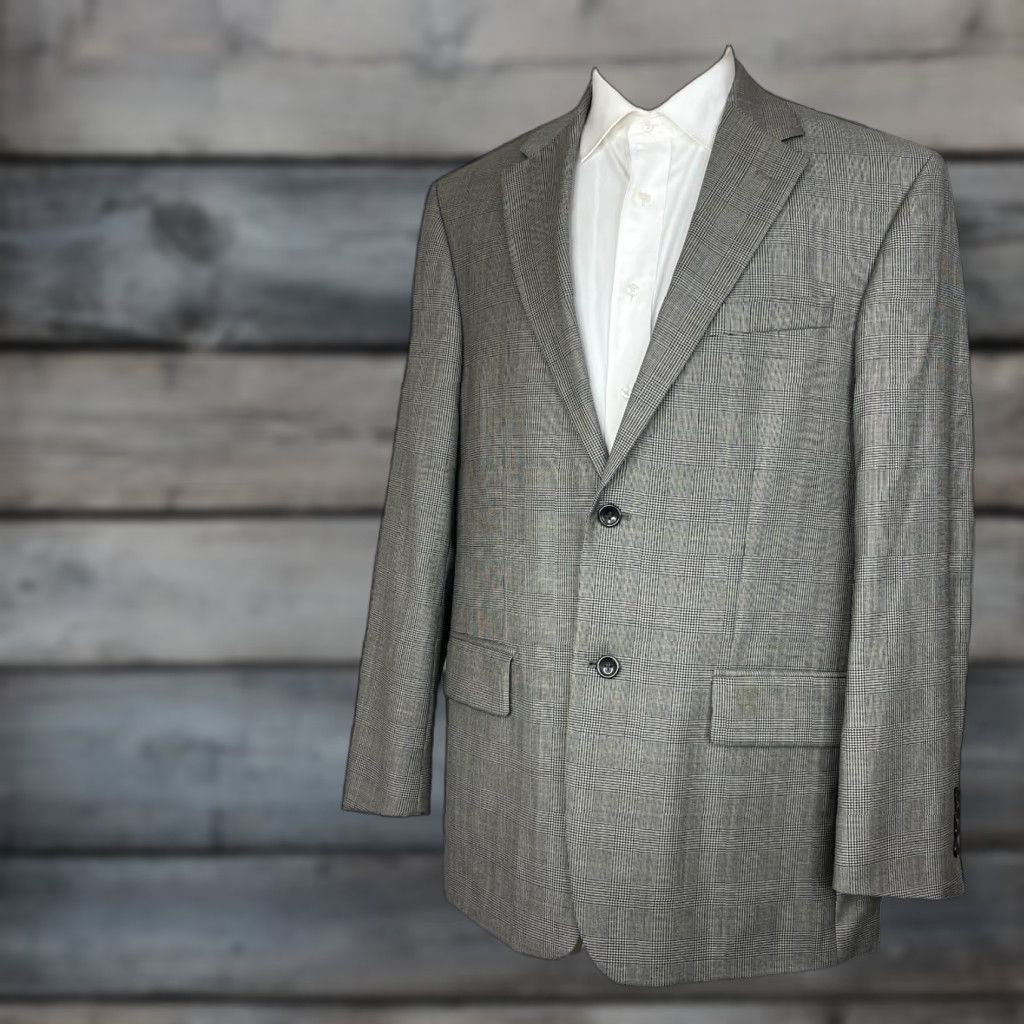 Nautica Coat Mens 42R Multicolor Plaid Check Polyester Two Buttons