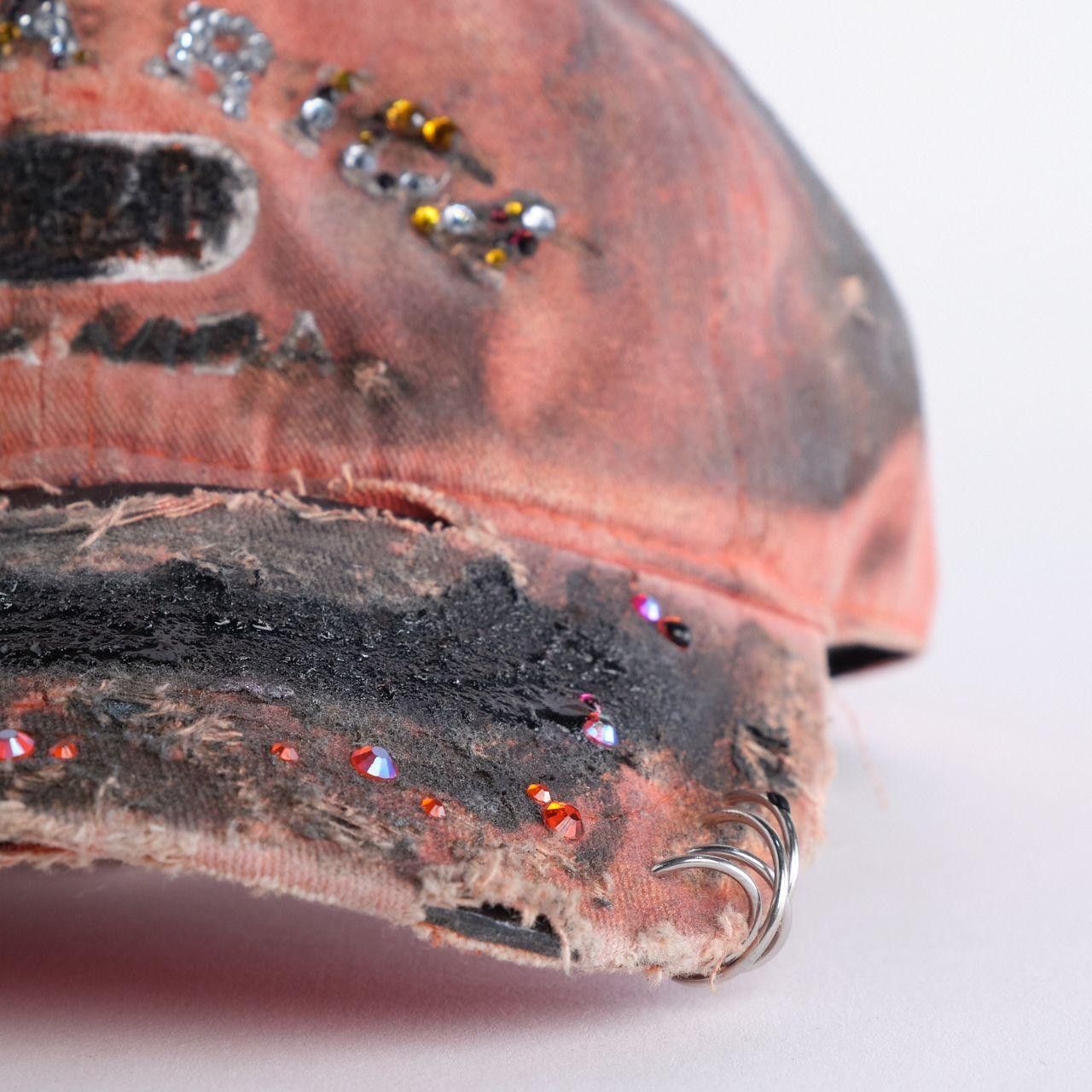 Other ASTROBOI* Costa Rica Trashed Faded Orange Rhinestone Hat Size ONE SIZE - 2 Thumbnail
