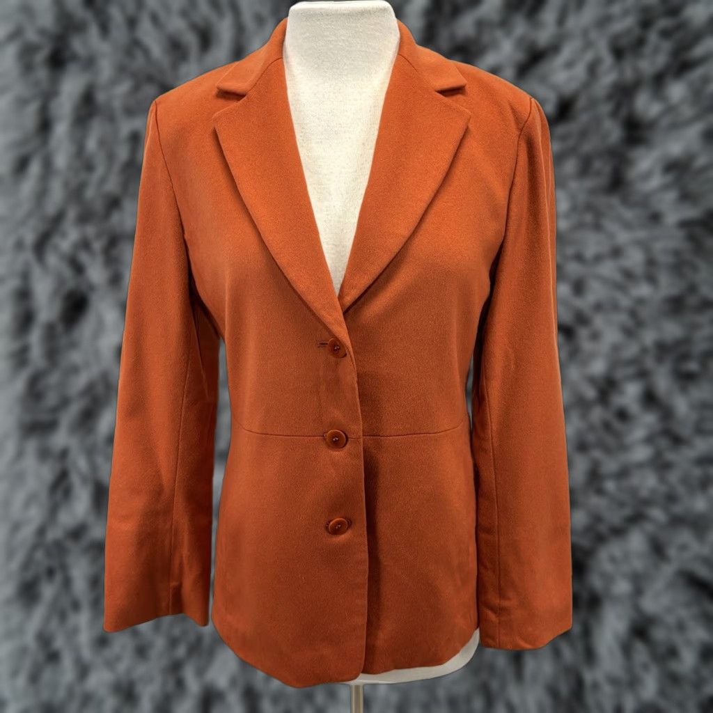 Vintage Nieman Marcus X Loro Piana Blazer Women’s 8 Orange 100% Cashmere Luxury Jacket Size M / US 6-8 / IT 42-44 - 1 Thumbnail