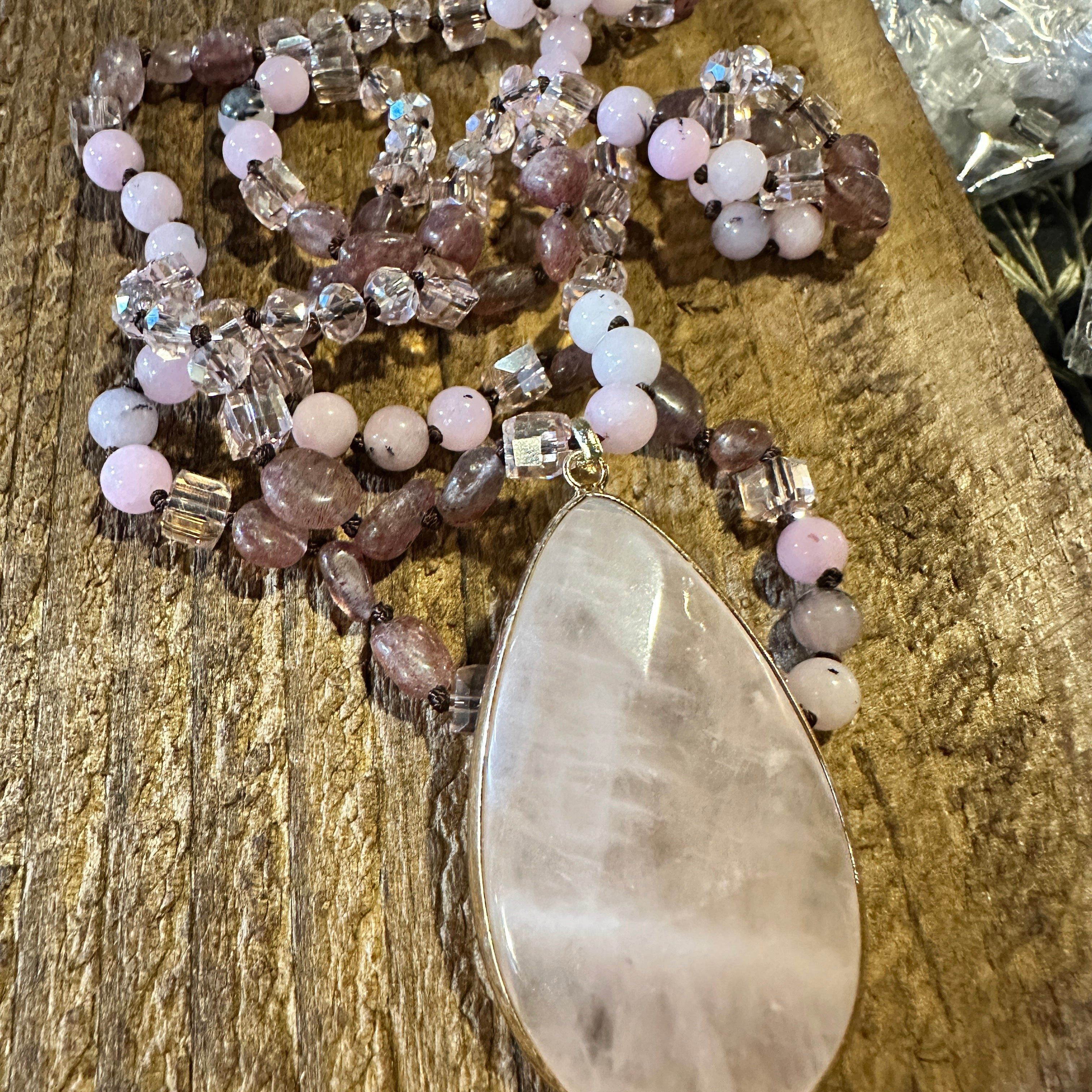 Other Bohemian Natural Stone Glass Knot Pendant Necklace | Gift Bo Size ONE SIZE - 1 Thumbnail