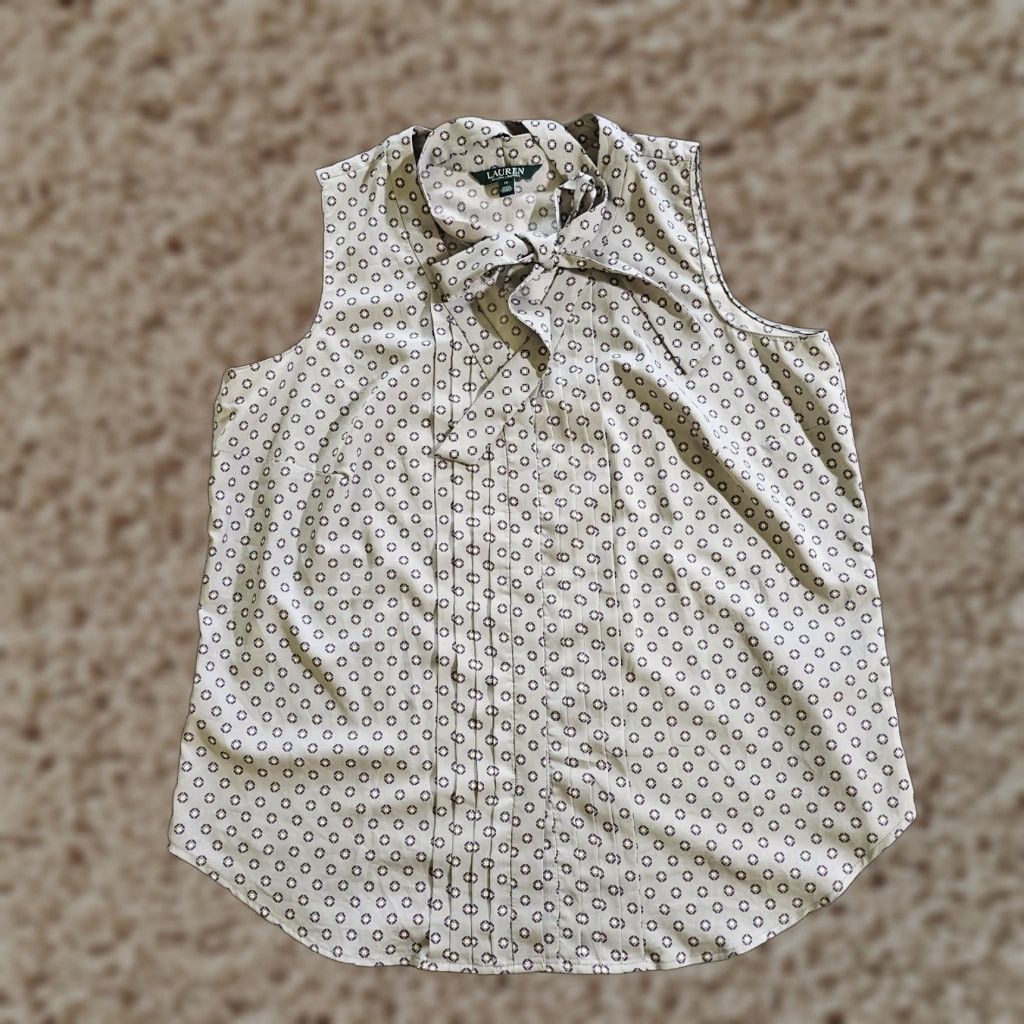Ralph Lauren Lauren Ralph Lauren Top 1X Womens Gray Purple Sleeveless Pleated Career Classic Size XL / US 12-14 / IT 48-50 - 1 Thumbnail